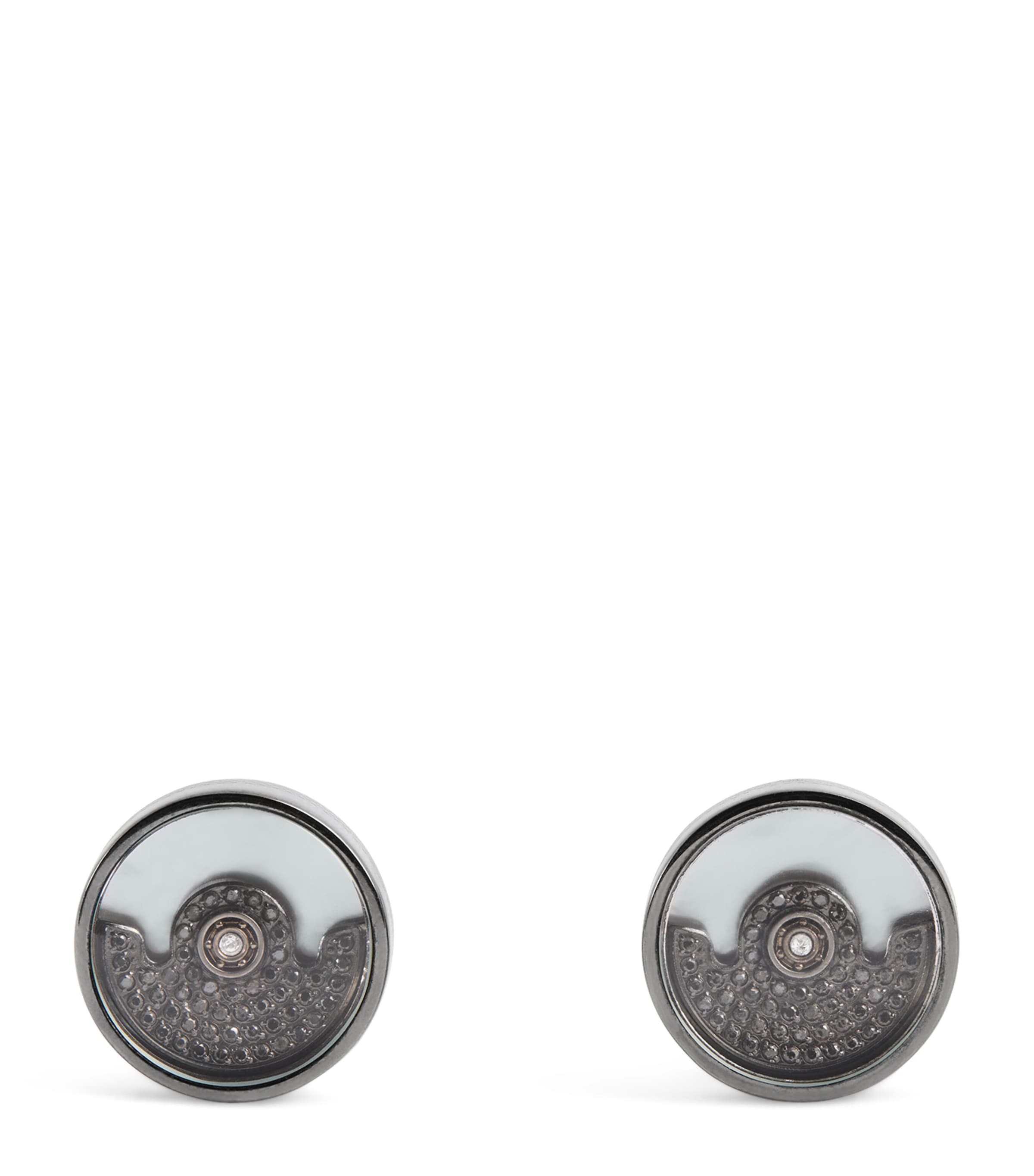 Tateossian Black Diamond Rotating Cufflinks In Gray