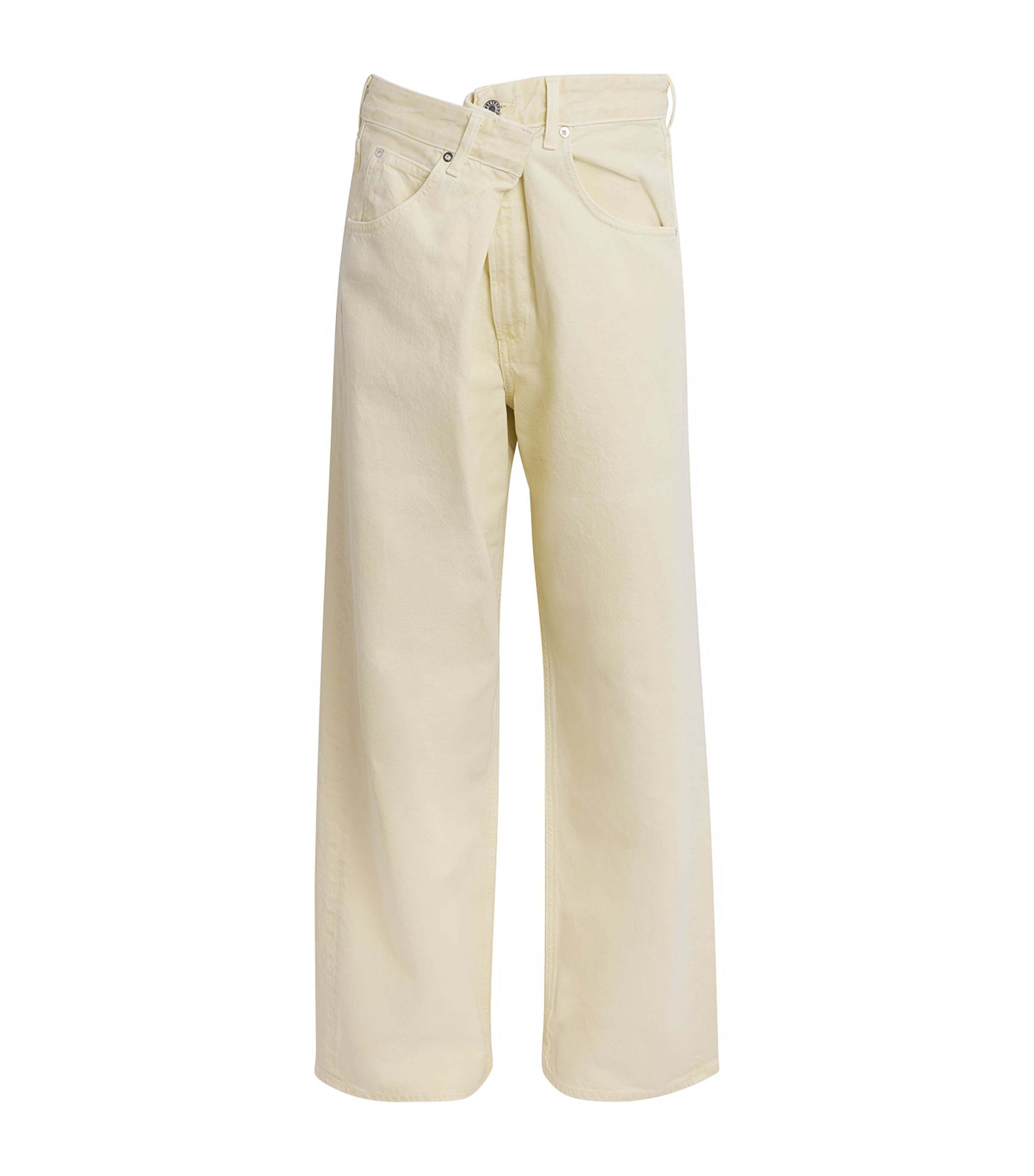 AGOLDE Womens Vana Fold Wide-Leg Jeans Lemon Zest Image 1