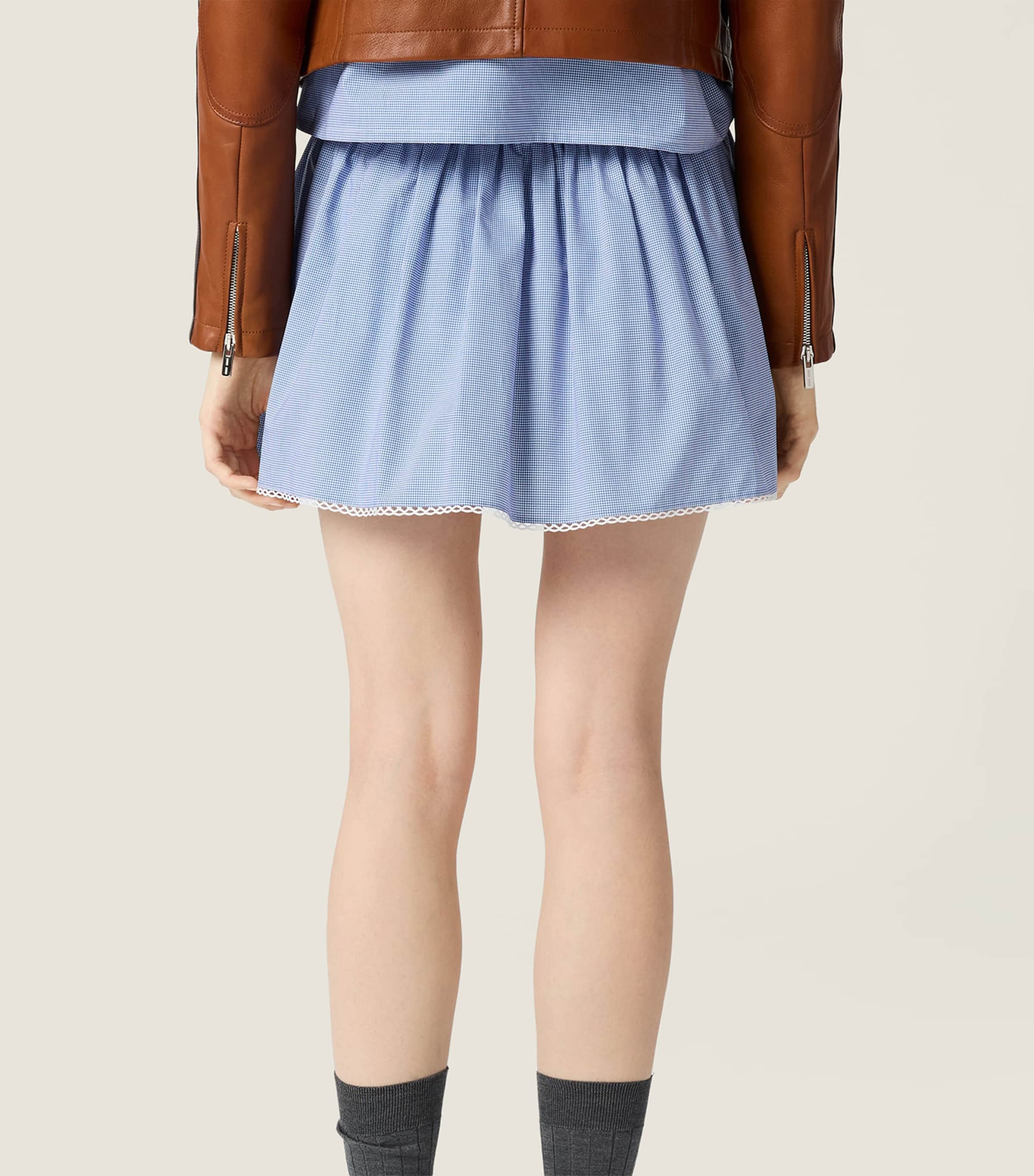 Miu Miu Womens Gingham Side-Tie Mini Skirt Image 4