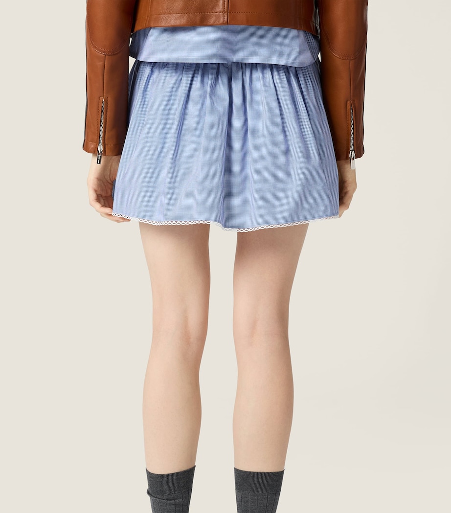 Miu Miu Womens Gingham Side-Tie Mini Skirt Image 4