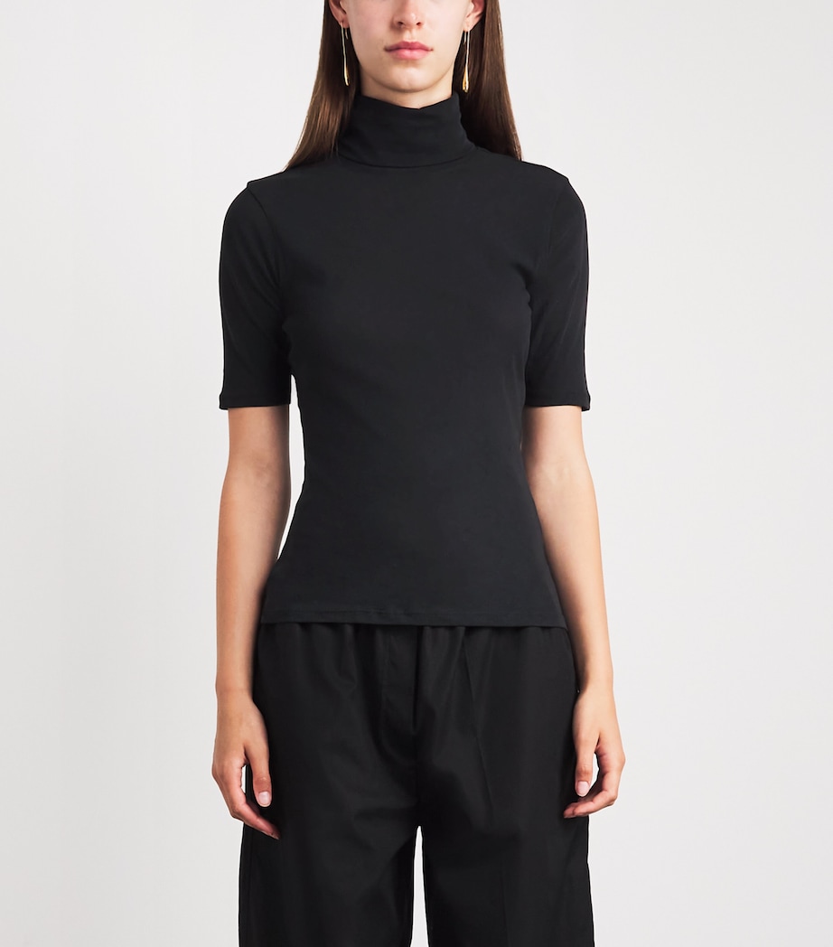 CAMILLA AND MARC Womens Cotton Dakota Funnel-Neck Top Dblk Black Image 4