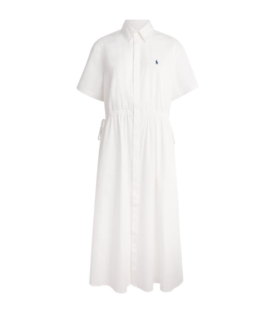 Polo Ralph Lauren Womens Cotton Polo Pony Midi Shirt Dress White Image 1