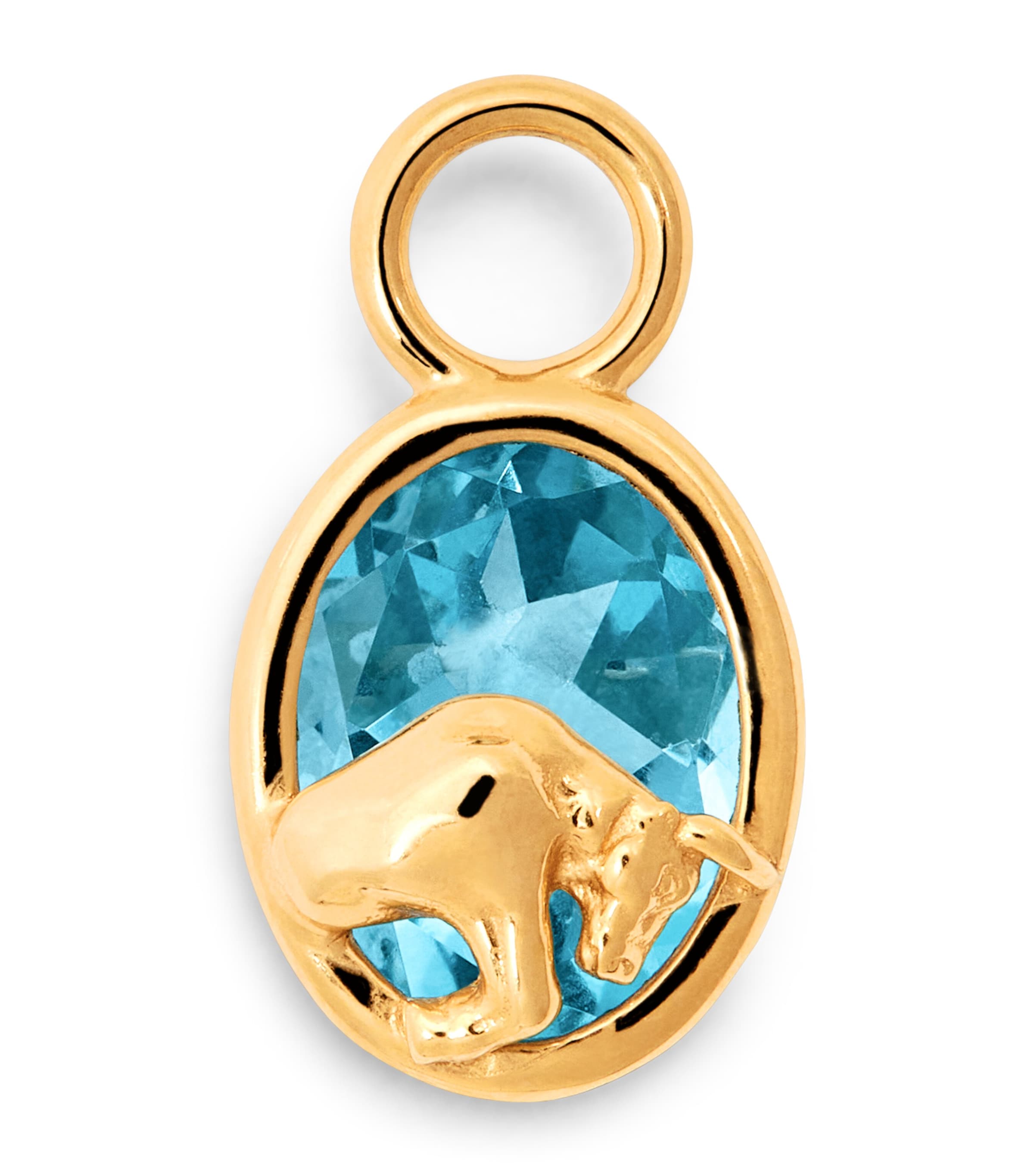 Shop Katarina Tarazi Yellow Gold And Swiss Blue Topaz Râ Taurus Earring Charm