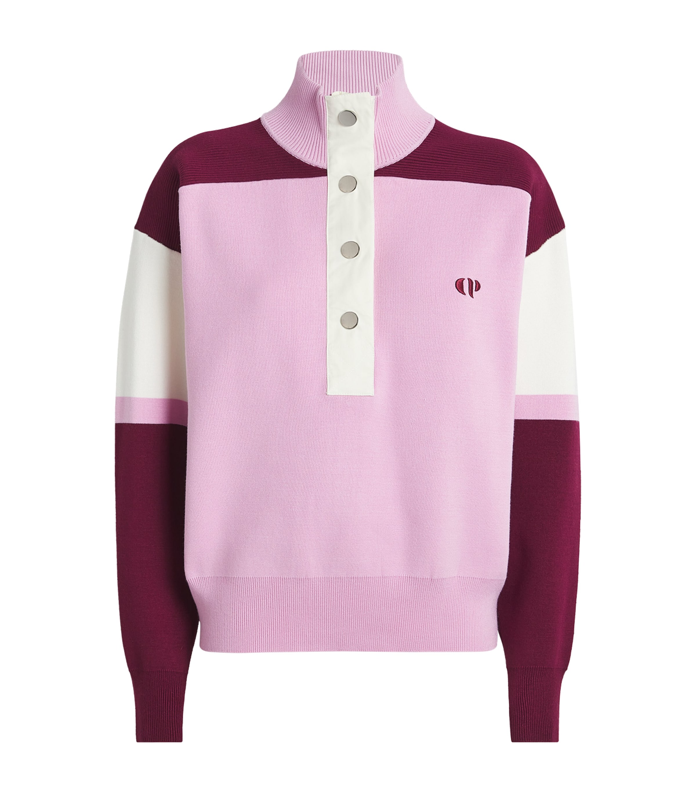 Claudie Pierlot Colour Block Buttoned Sweatshirt In Pink