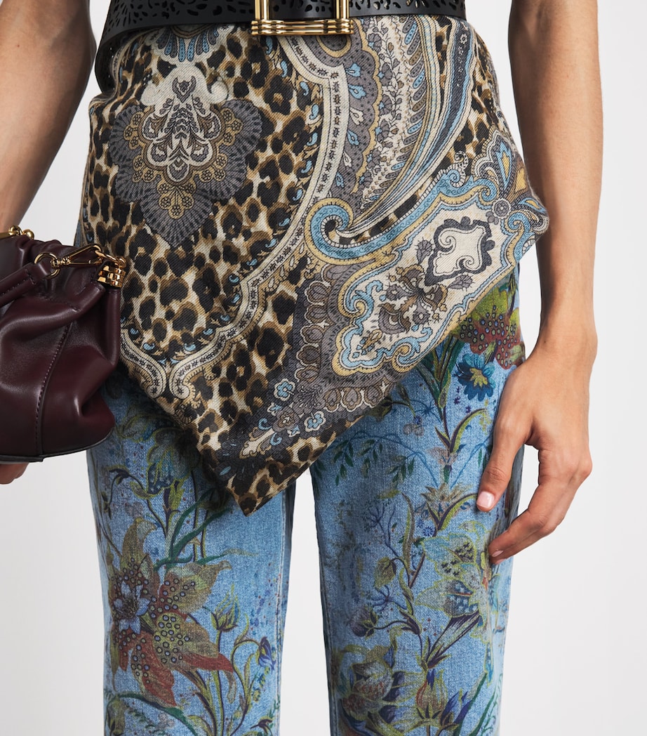Etro Womens Floral Flare Jeans Prnt/pl Blu Bs Image 3