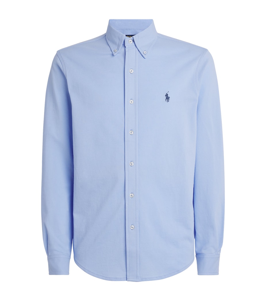 Polo Ralph Lauren Mens Cotton Featherweight Mesh Shirt Pebble Image 1