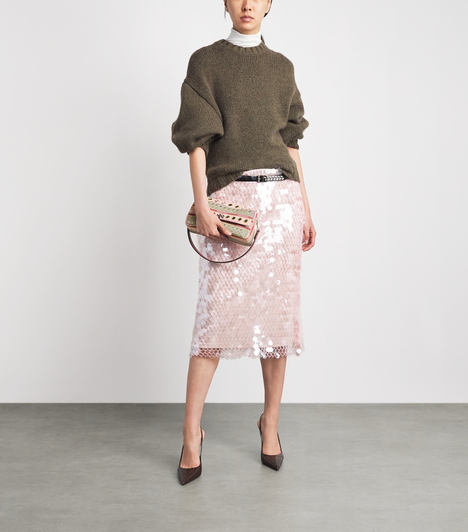 Tory Burch Small Embellished Charlie Shoulder Bag Pink / Gray Image 2