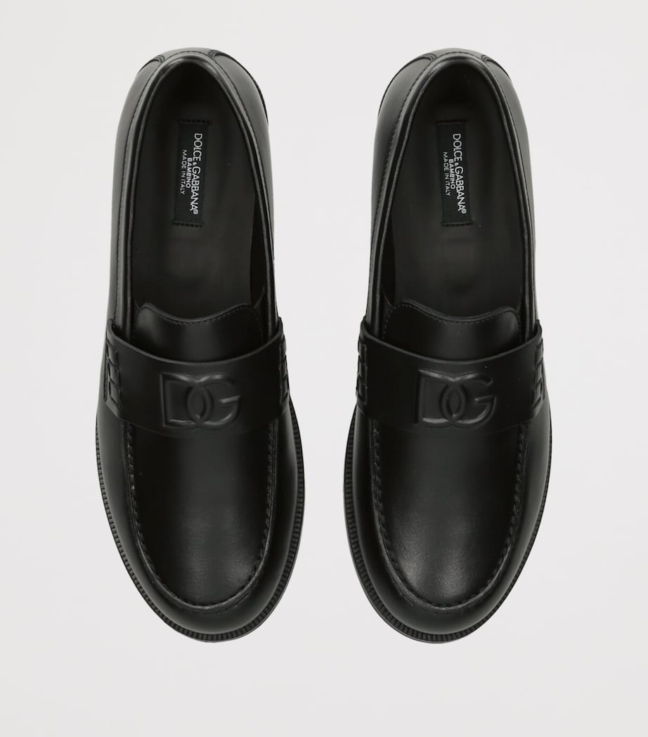 Leather Embossed DG Loafers BLACK Image 4