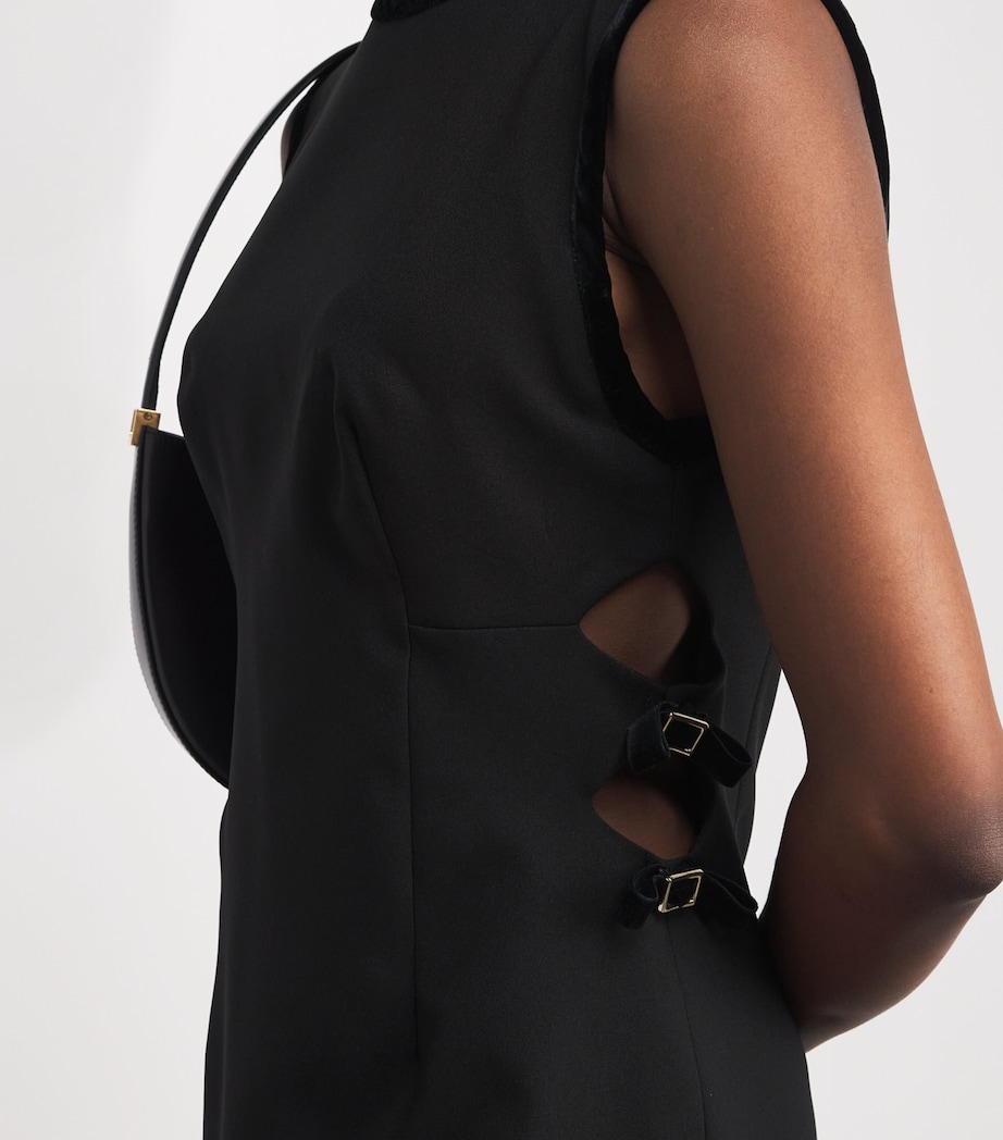 Velvet-Trim Mini Dress BLACK Image 4