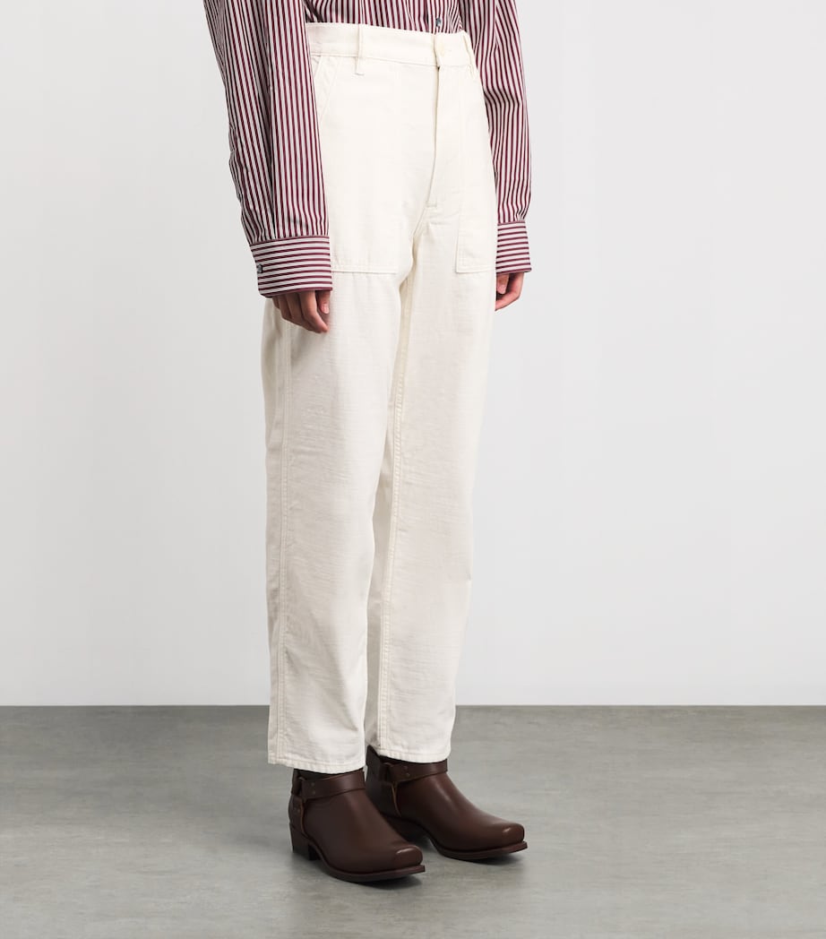 Cotton Straight Trousers ECRU Image 3