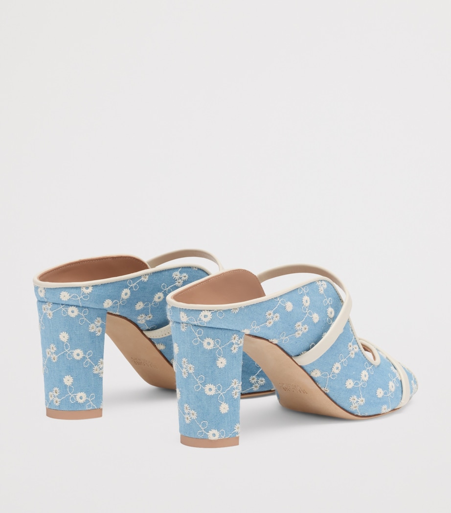 Malone Souliers Floral Denim Norah Heeled Sandals 70 Blue Image 4