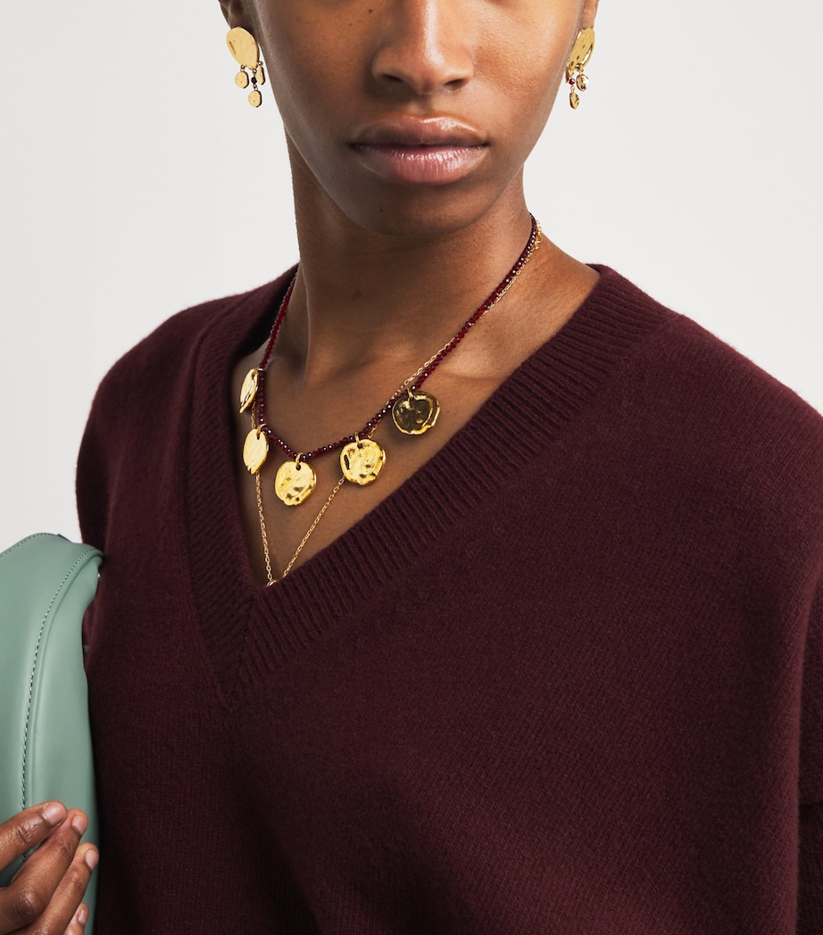 Gold-Plated Dream Catcher Necklace DEEP BURGUNDY Image 2