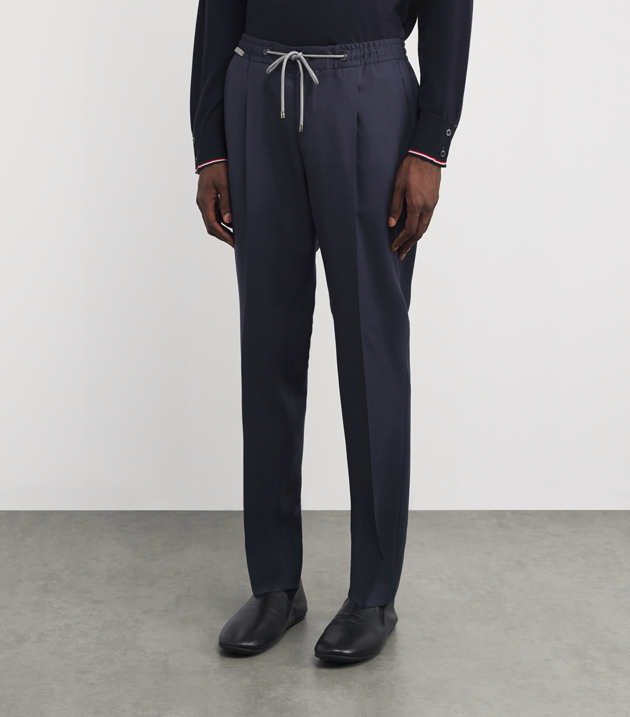 Wool Drawstring Trousers 010 BLUE MELANGE Image 3