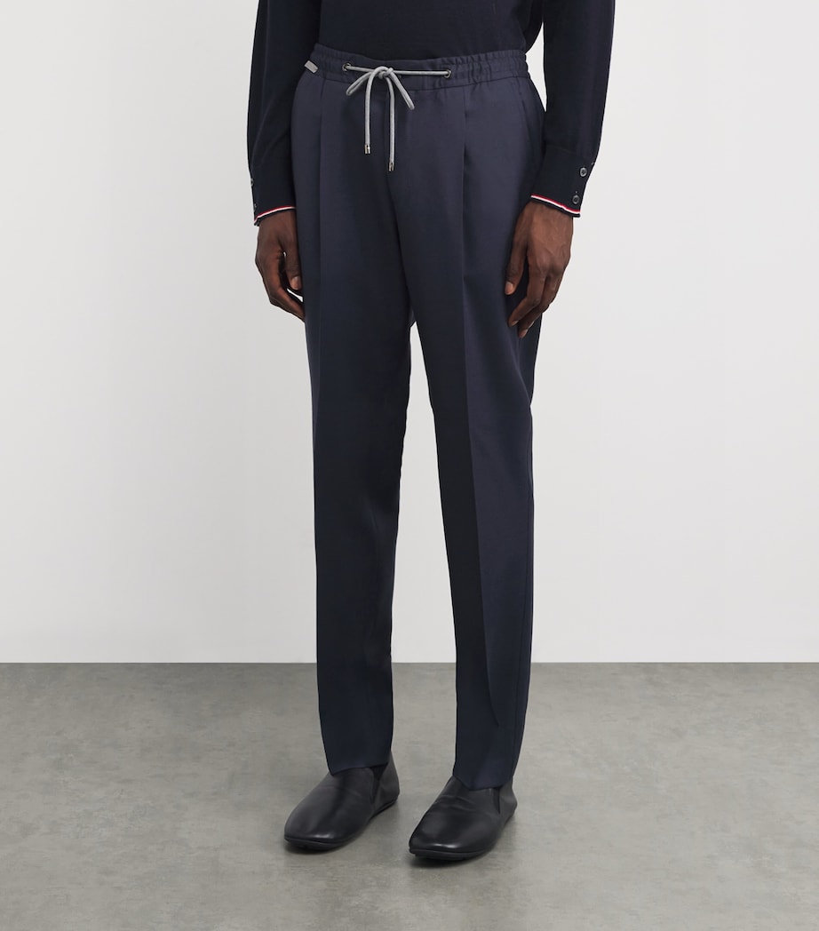 Wool Drawstring Trousers 010 BLUE MELANGE Image 3
