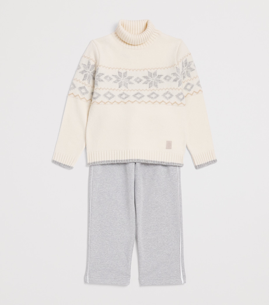 Wool-Blend Snowflake Sweater (4-14 Years) 100GRWHITE/GREY Image 3