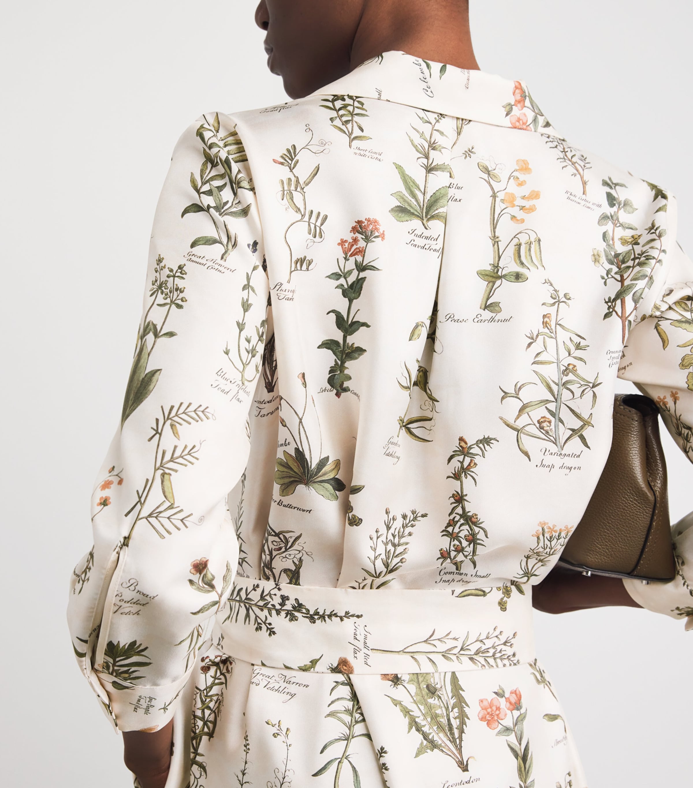 Colombo Womens Silk Floral Print Midi Shirt Dress Herbs Print Col.sand Image 5