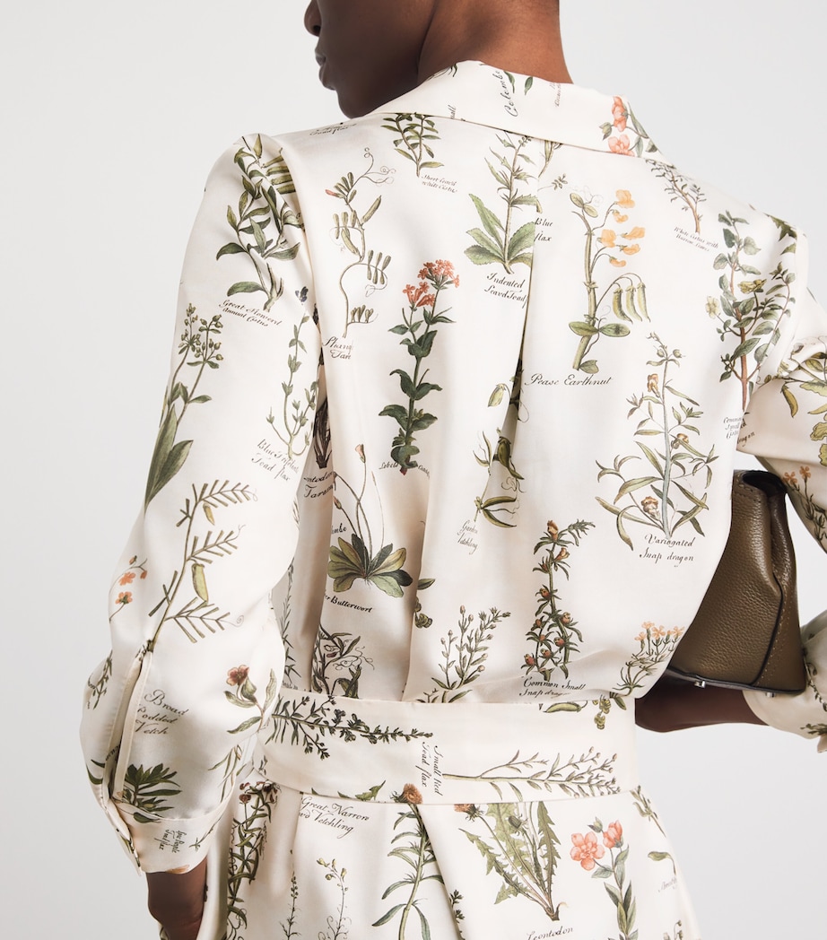 Colombo Womens Silk Floral Print Midi Shirt Dress Herbs Print Col.sand Image 5