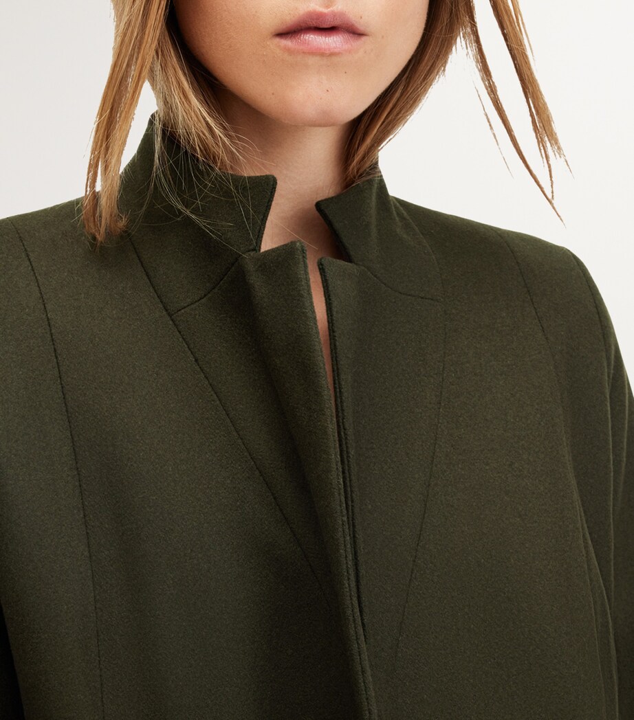 AllSaints Womens Wool-Blend Sonnie Coat Khaki Green Image 7