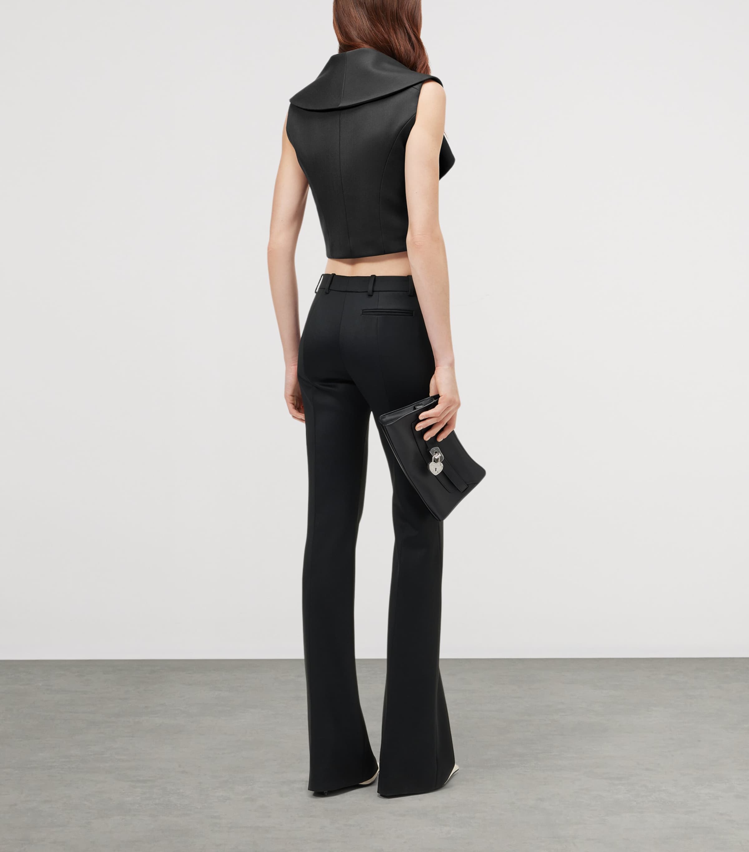 McQueen Womens Wool Waterfall-Collar Waistcoat Image 3