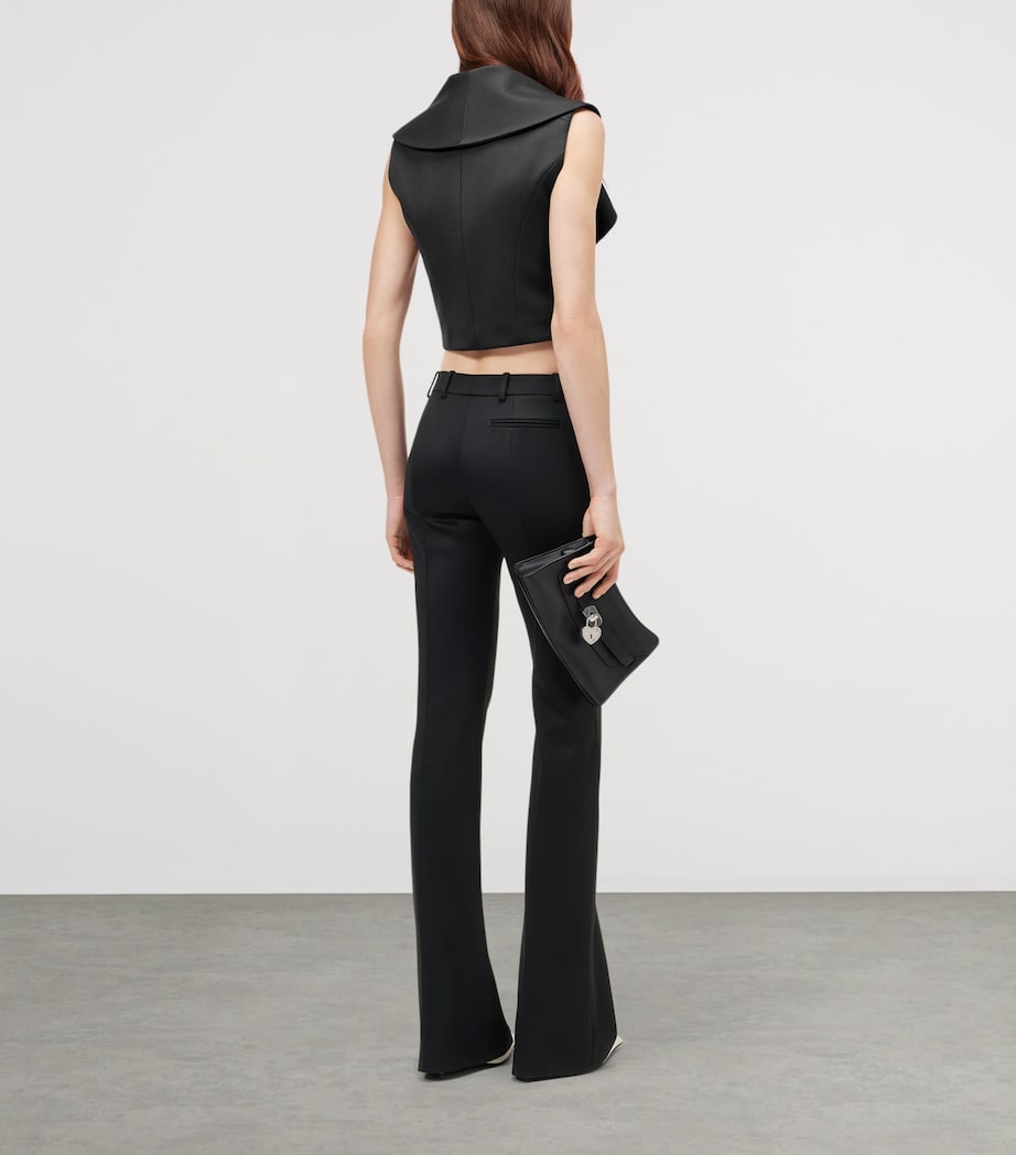 McQueen Womens Wool Waterfall-Collar Waistcoat Image 3