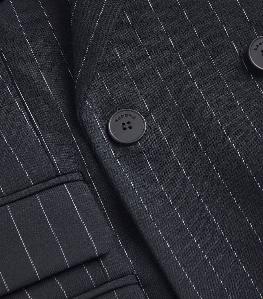 Striped Double-Breasted Blazer BLACK Image 5
