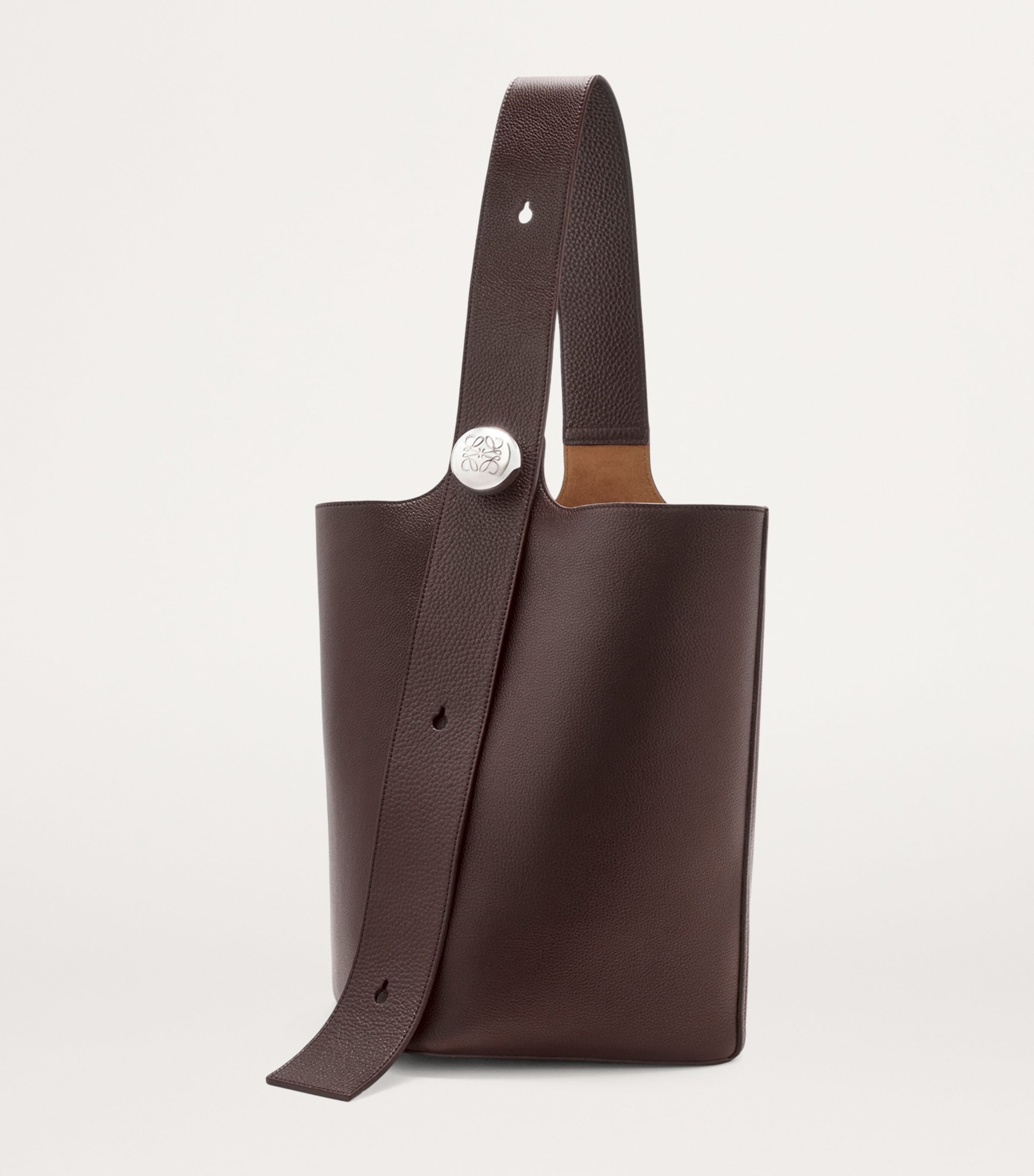 Large Leather Pebble Bucket Bag OXBLOOD Image 3