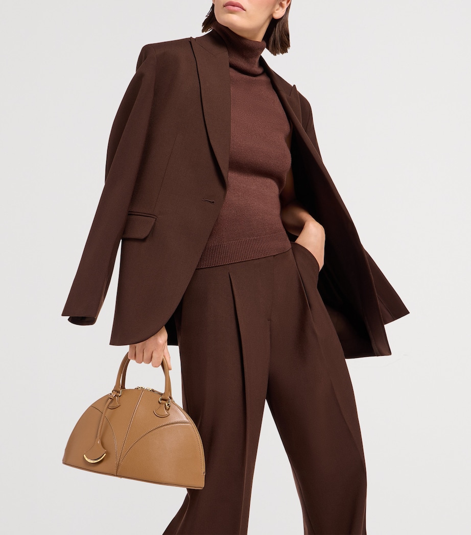 Medium Leather Marquise Top-Handle Bag BROWN Image 7