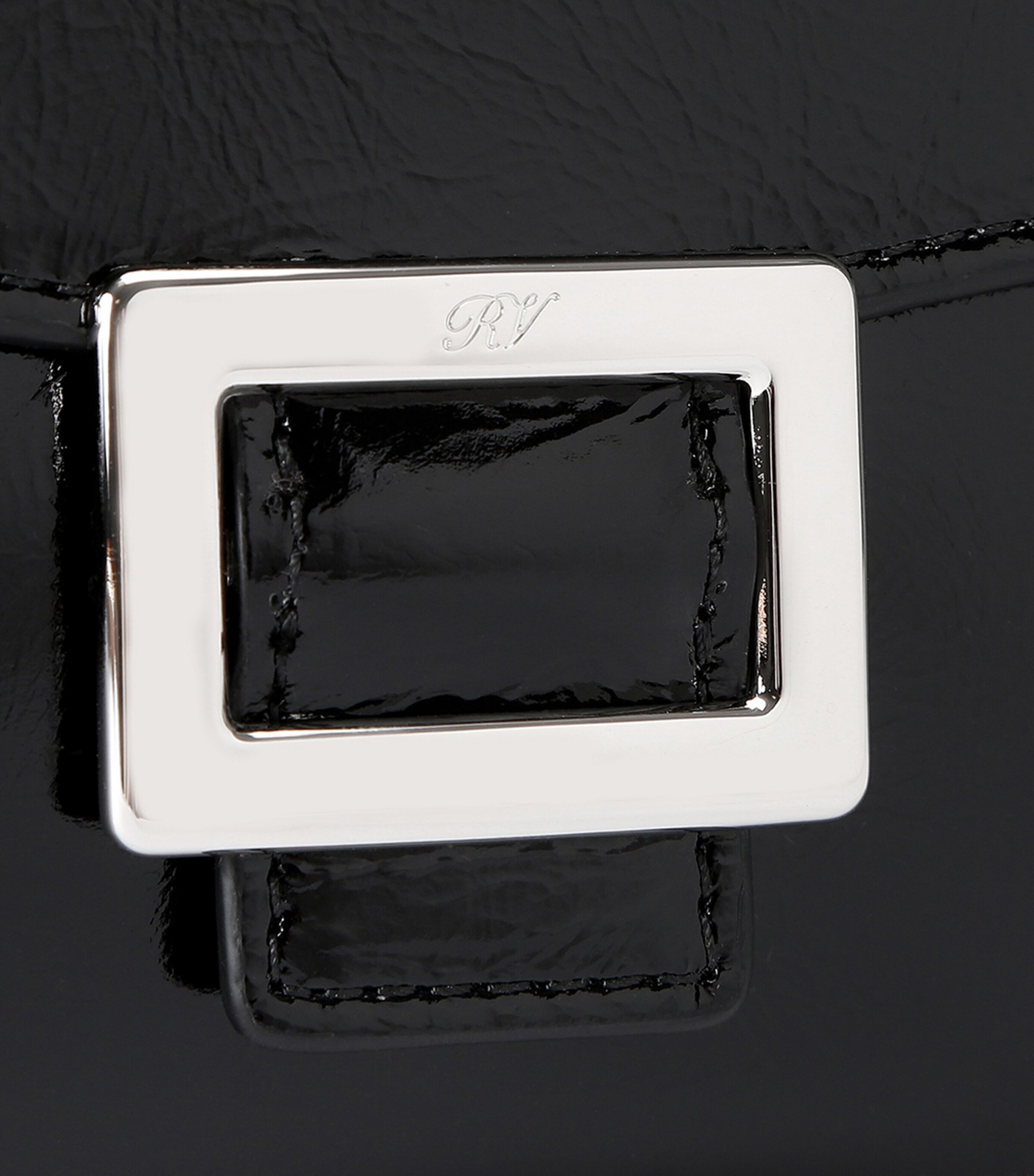 Roger Vivier Patent Leather Belle Vivier Chain Wallet Black Image 4