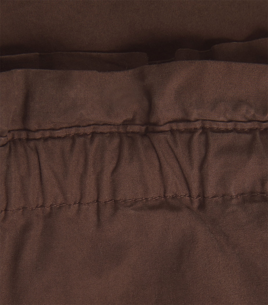 Cotton Curved Tapered Trousers BROWN Image 5