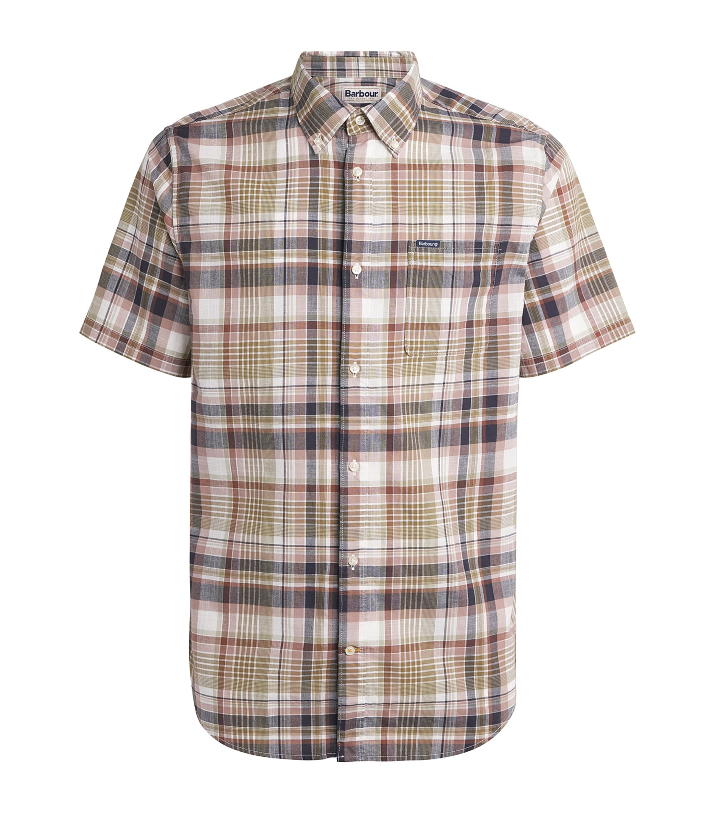 Barbour Mens Cotton Baycliff Check Shirt Burnt Pepper Image 1