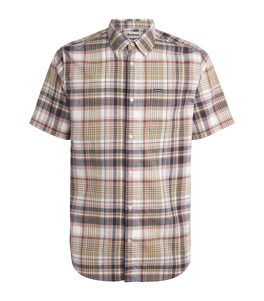 Barbour Mens Cotton Baycliff Check Shirt Burnt Pepper Image 1