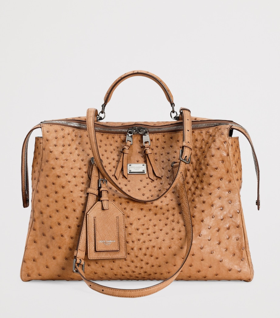 Ostrich Leather Vittoria Shoulder Bag 80040-CAMEL Image 3
