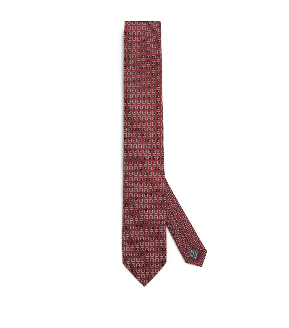 Silk Geometric Jacquard Tie 70 BORDEAUX Image 1