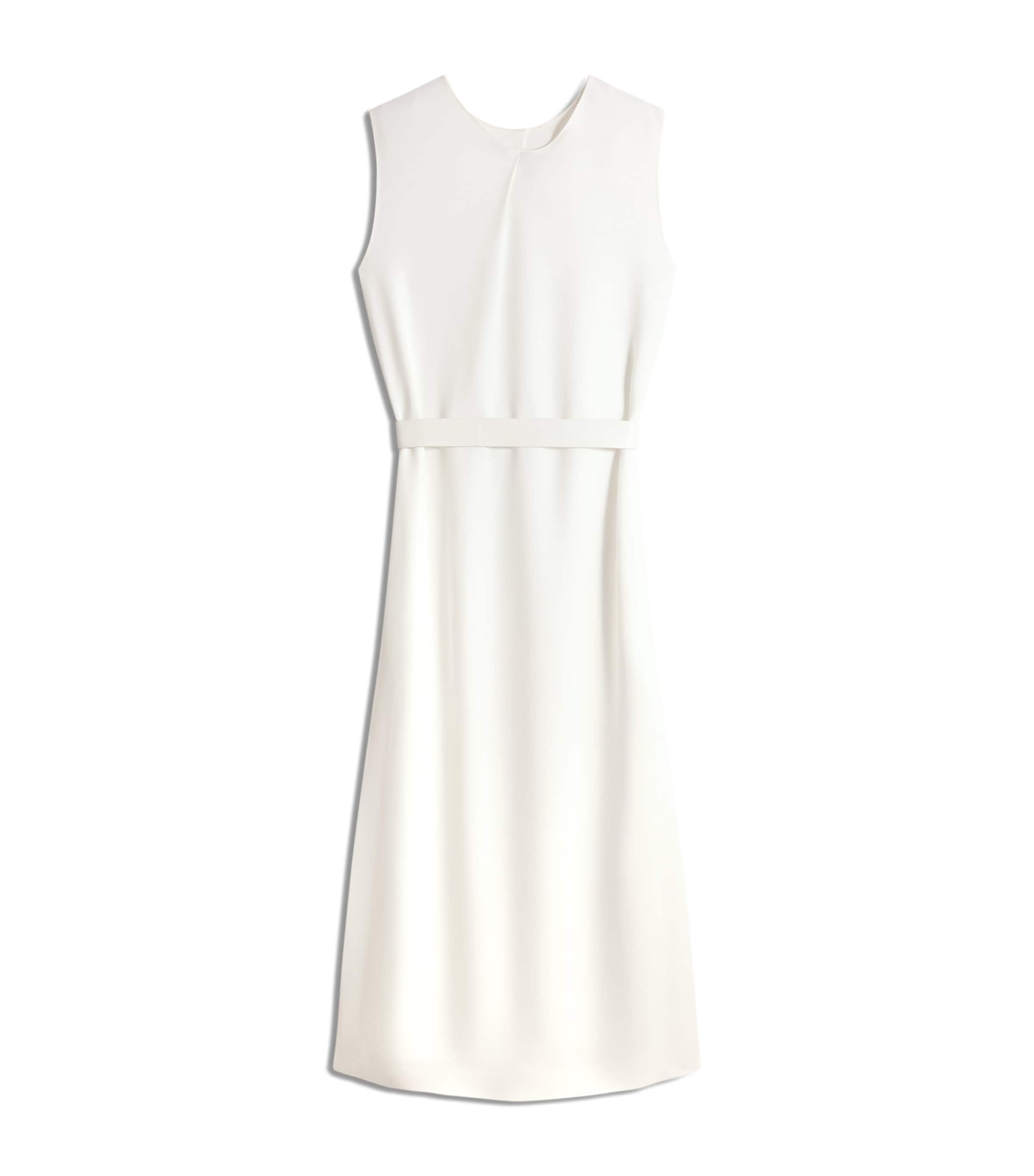 Schiaparelli Womens Crepe Leather-Trim Midi Dress White Image 6