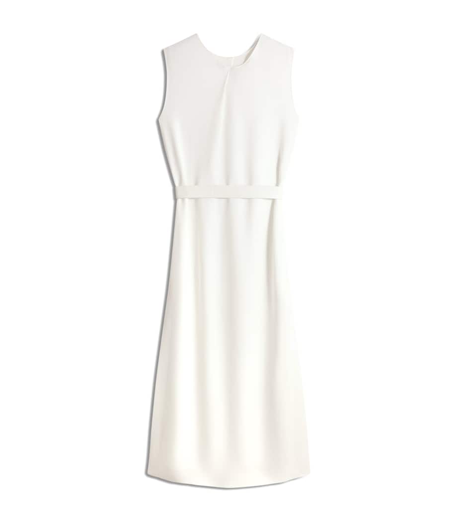 Schiaparelli Womens Crepe Leather-Trim Midi Dress White Image 6