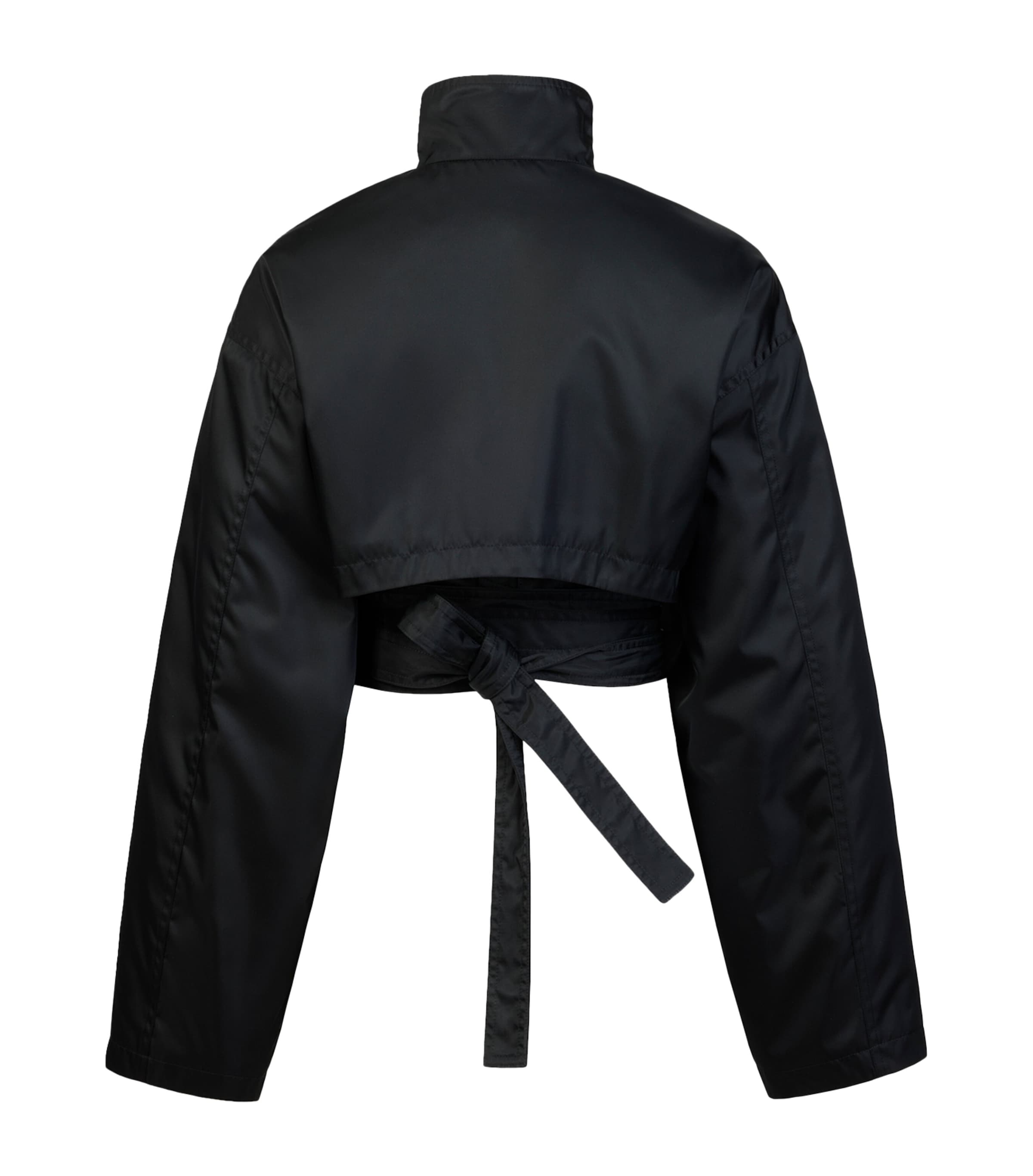 Alaïa Womens Taffeta Cropped Bomber Jacket Black Image 2