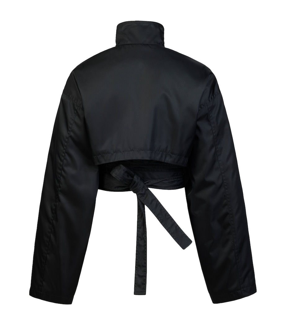 Alaïa Womens Taffeta Cropped Bomber Jacket Black Image 2