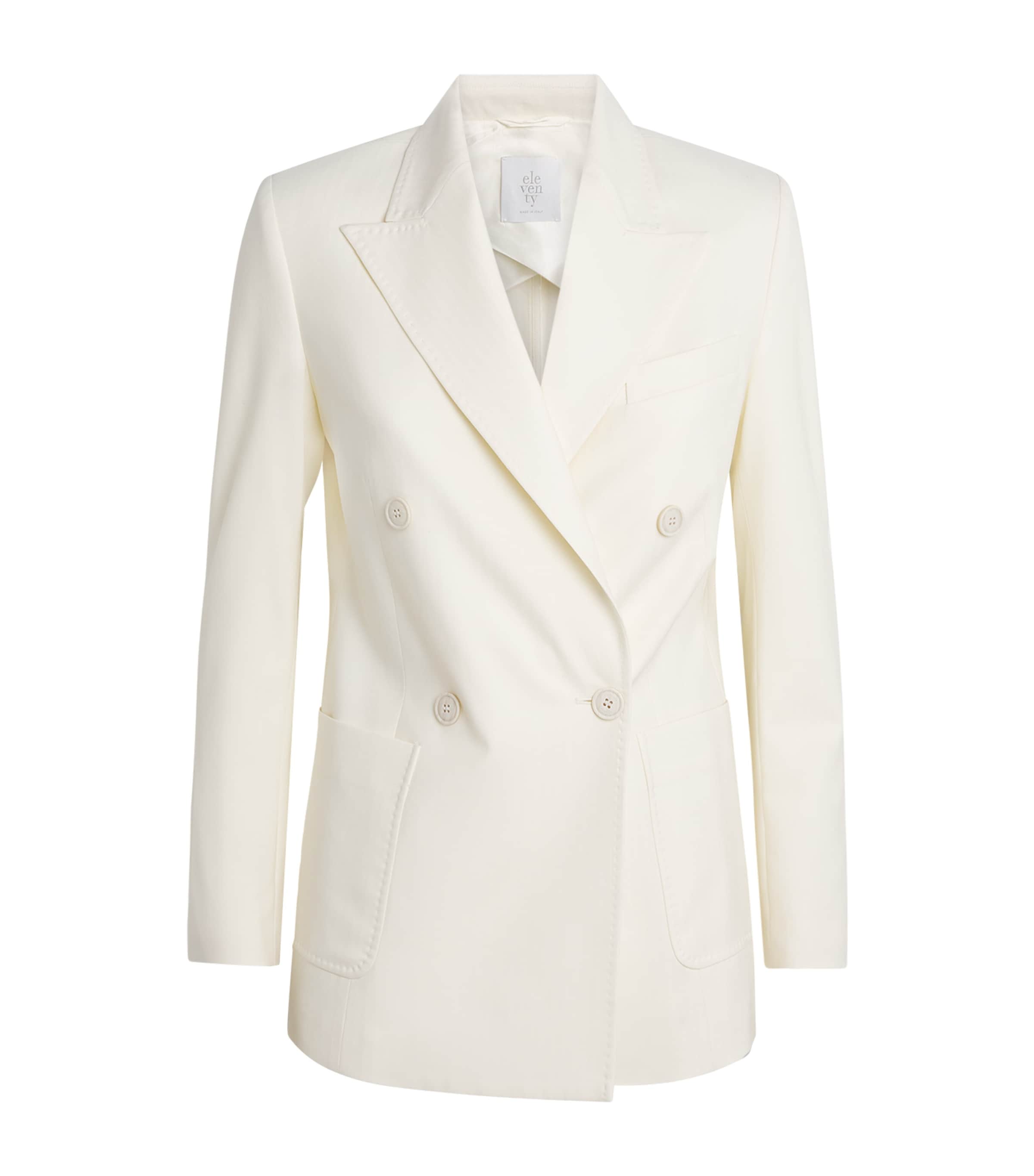 Eleventy Wool-blend Double-breasted Blazer In Neutral