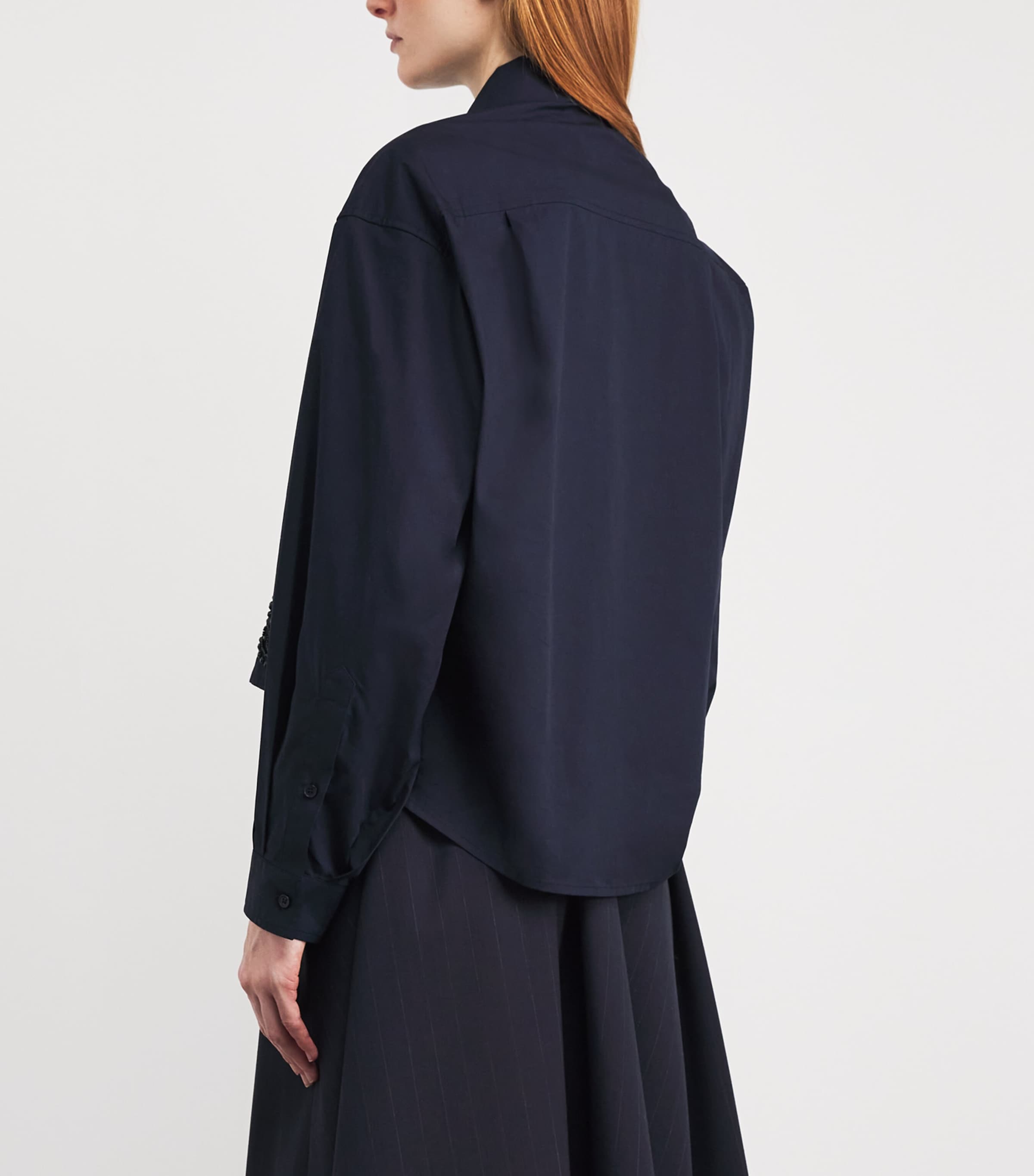 Cotton Embroidered Shirt NAVY BLUE Image 4