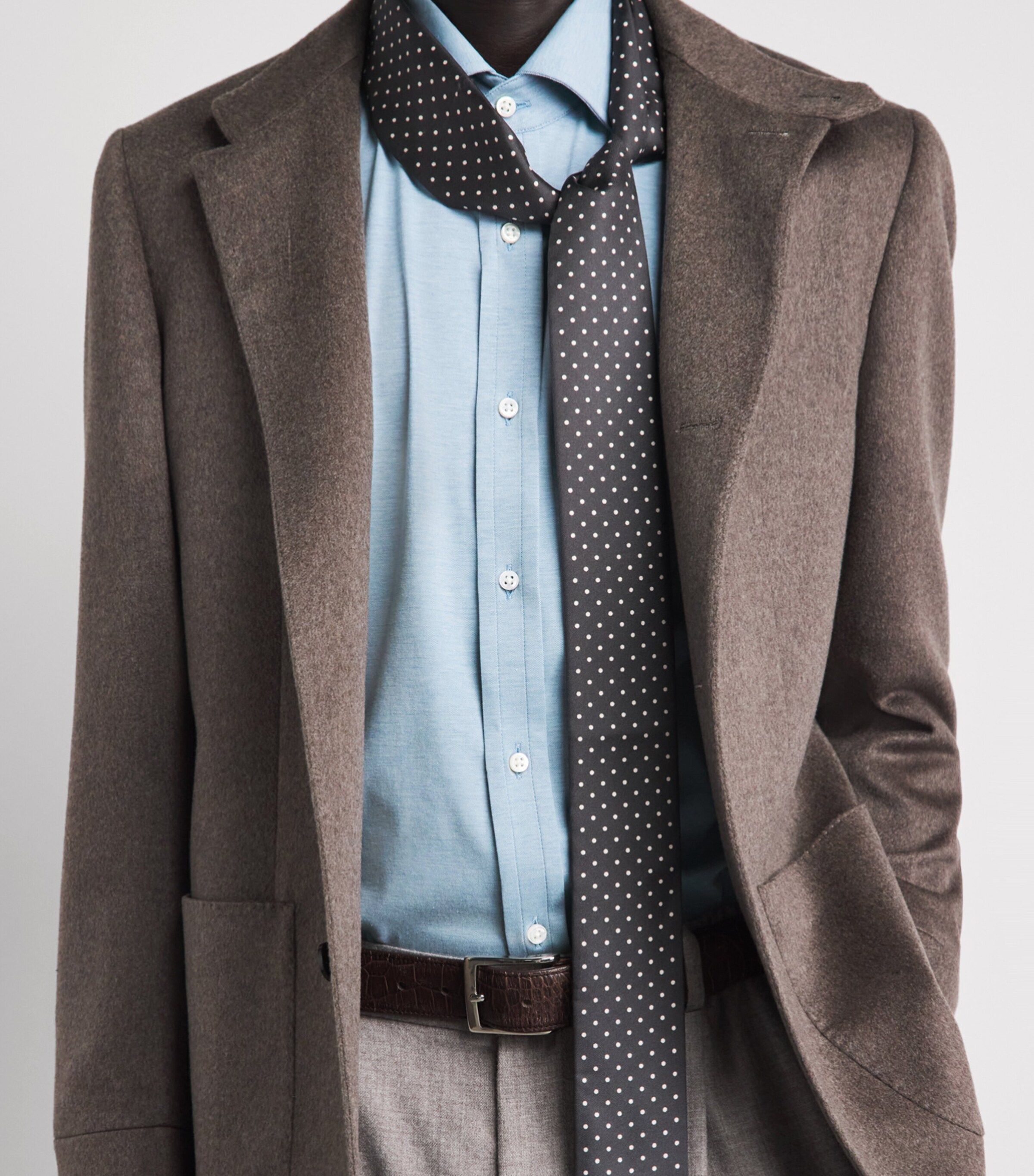 Ralph Lauren Purple Label Mens Knitted Piqué Shirt Winward Blue Image 3