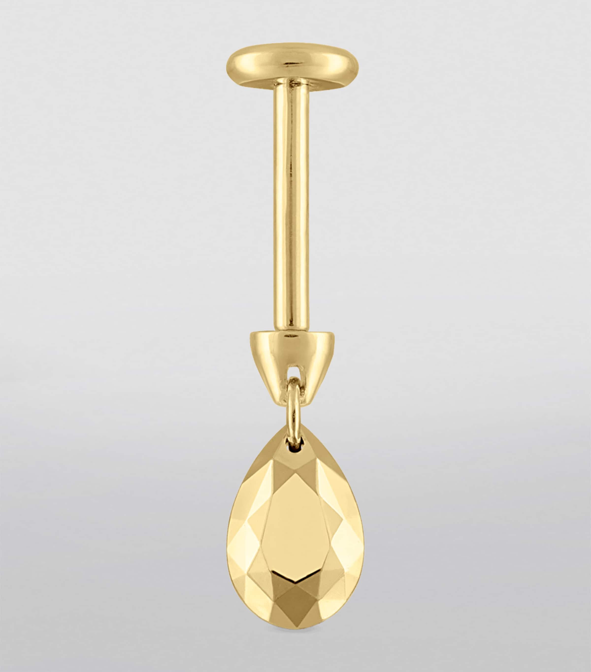 Faceted Pear Threaded Charm Earring (5.5mm) YELLOW GOLD Image 3