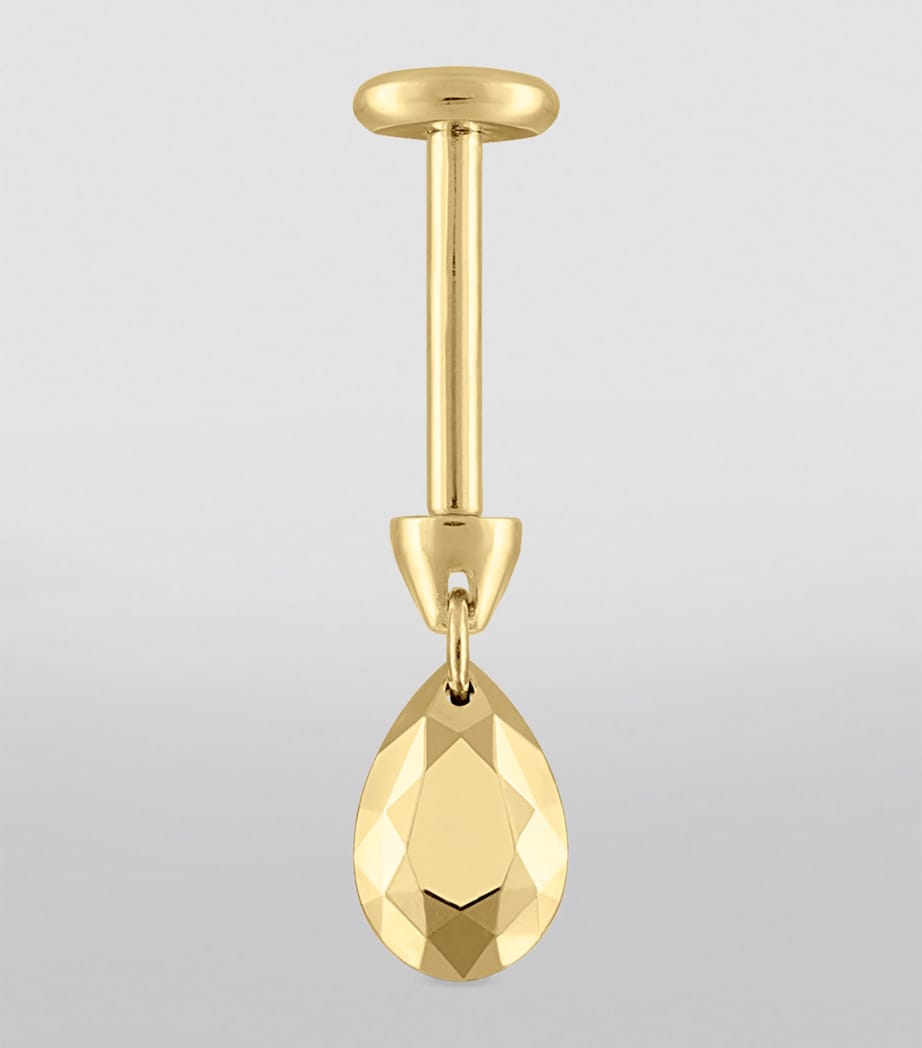 Faceted Pear Threaded Charm Earring (5.5mm) YELLOW GOLD Image 3