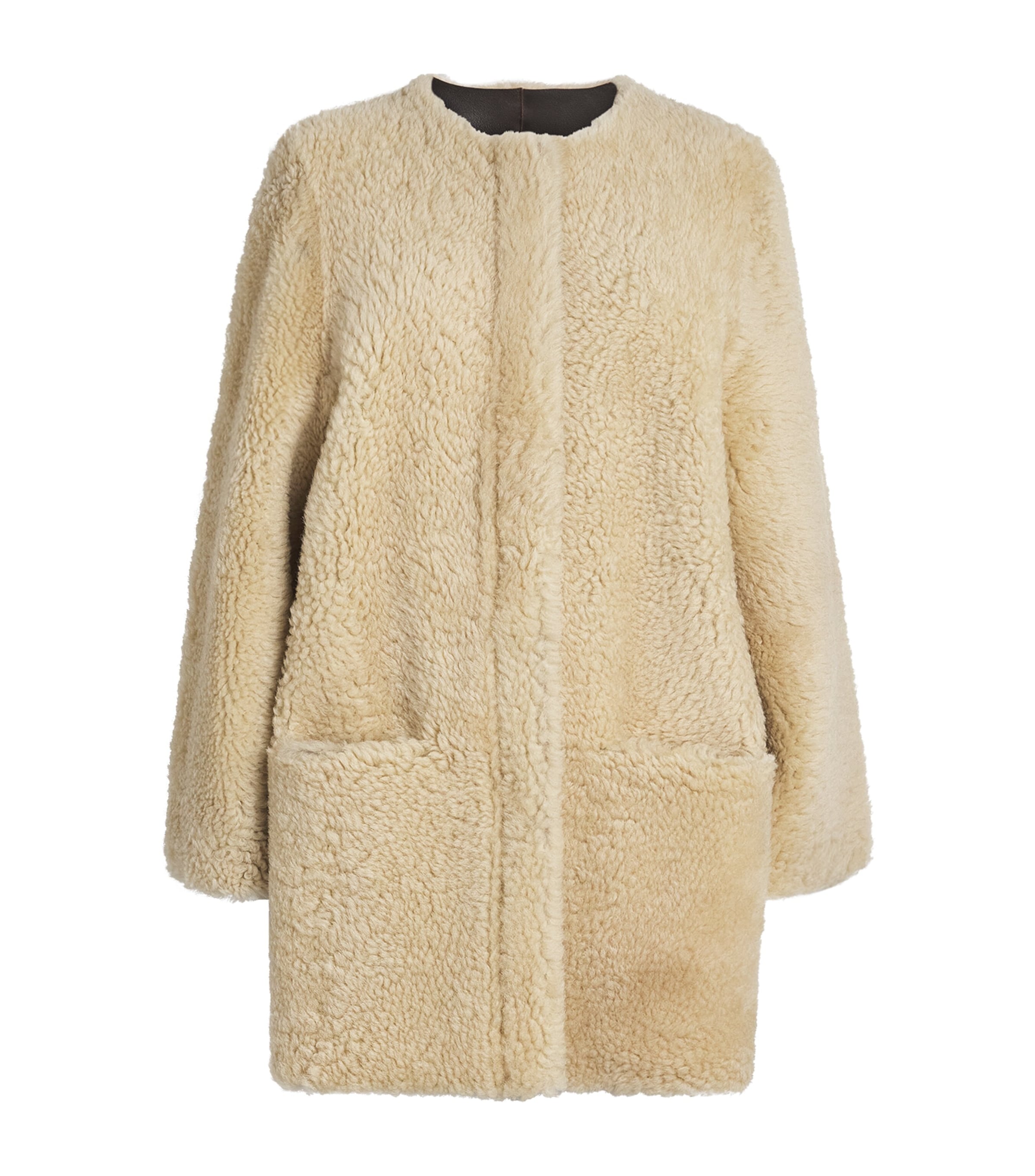Stylein Shearling-leather Reversible Veda Coat In Ivory