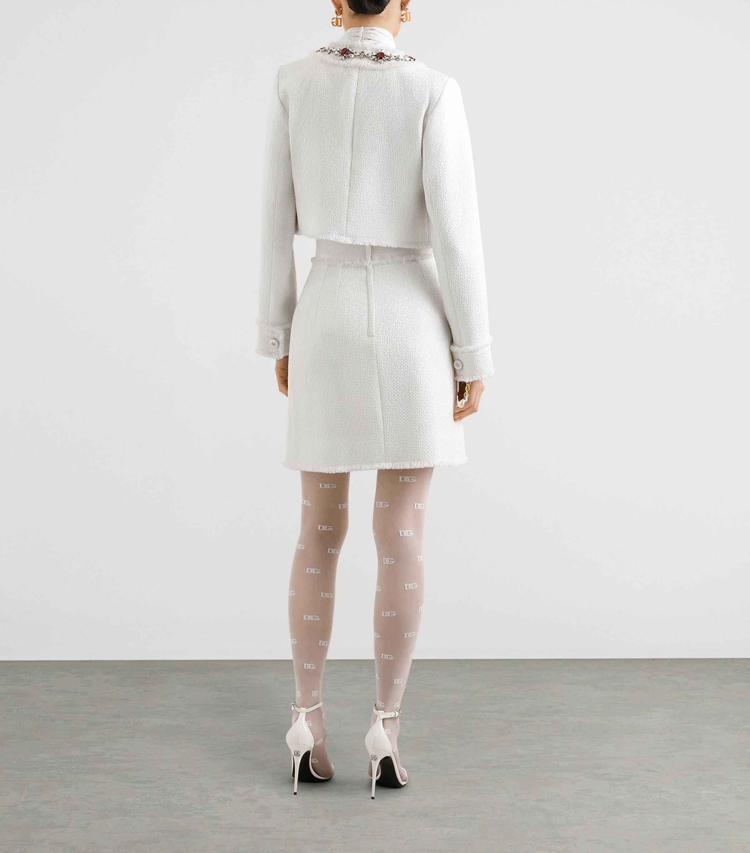 Tweed Mini Skirt VERY LIGHT CREAM Image 3