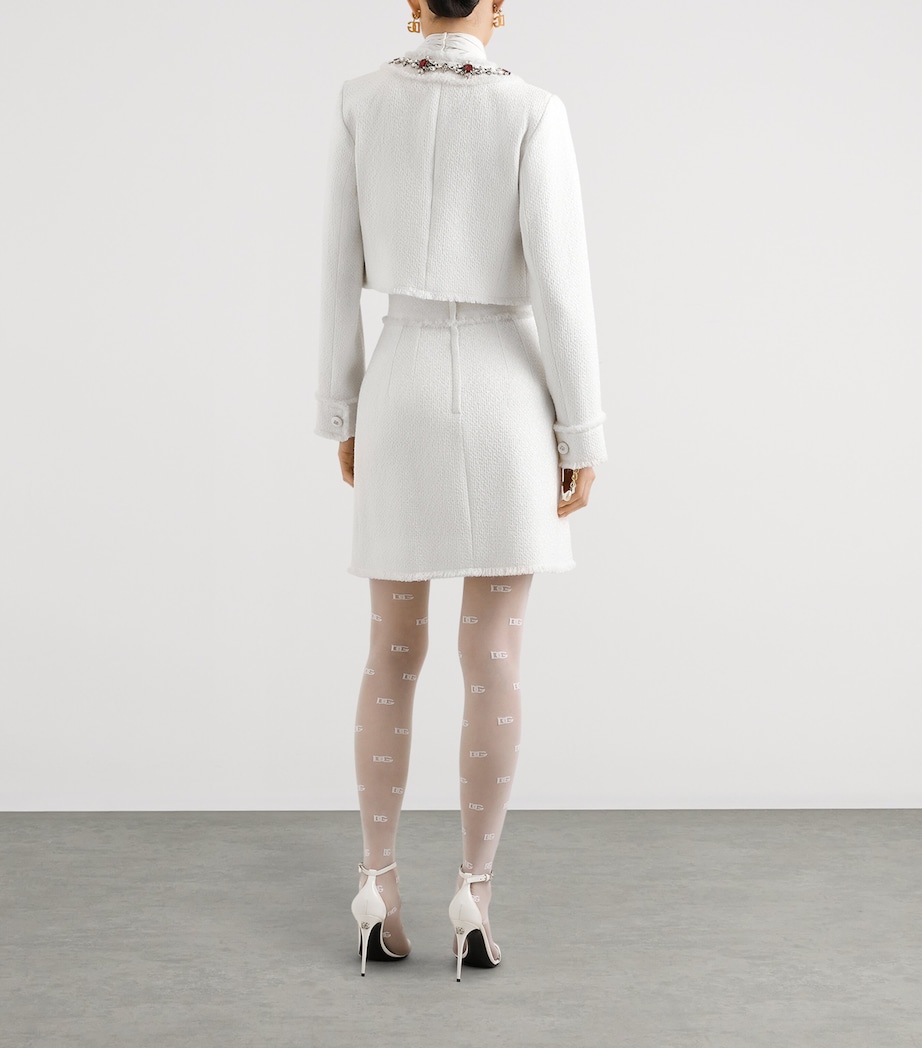 Tweed Mini Skirt VERY LIGHT CREAM Image 3