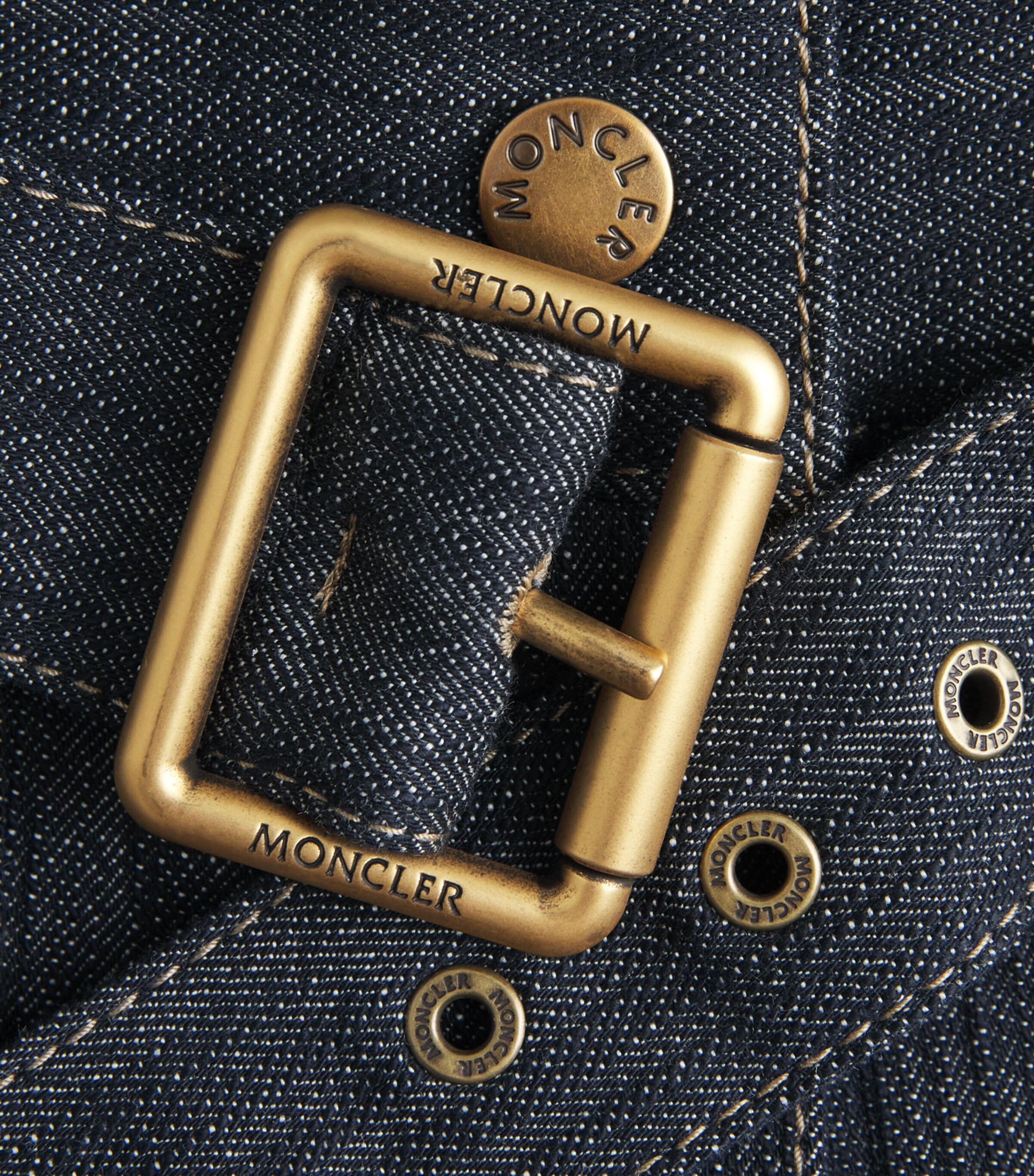 Moncler Womens Denim Belted Midi Skirt Image 6