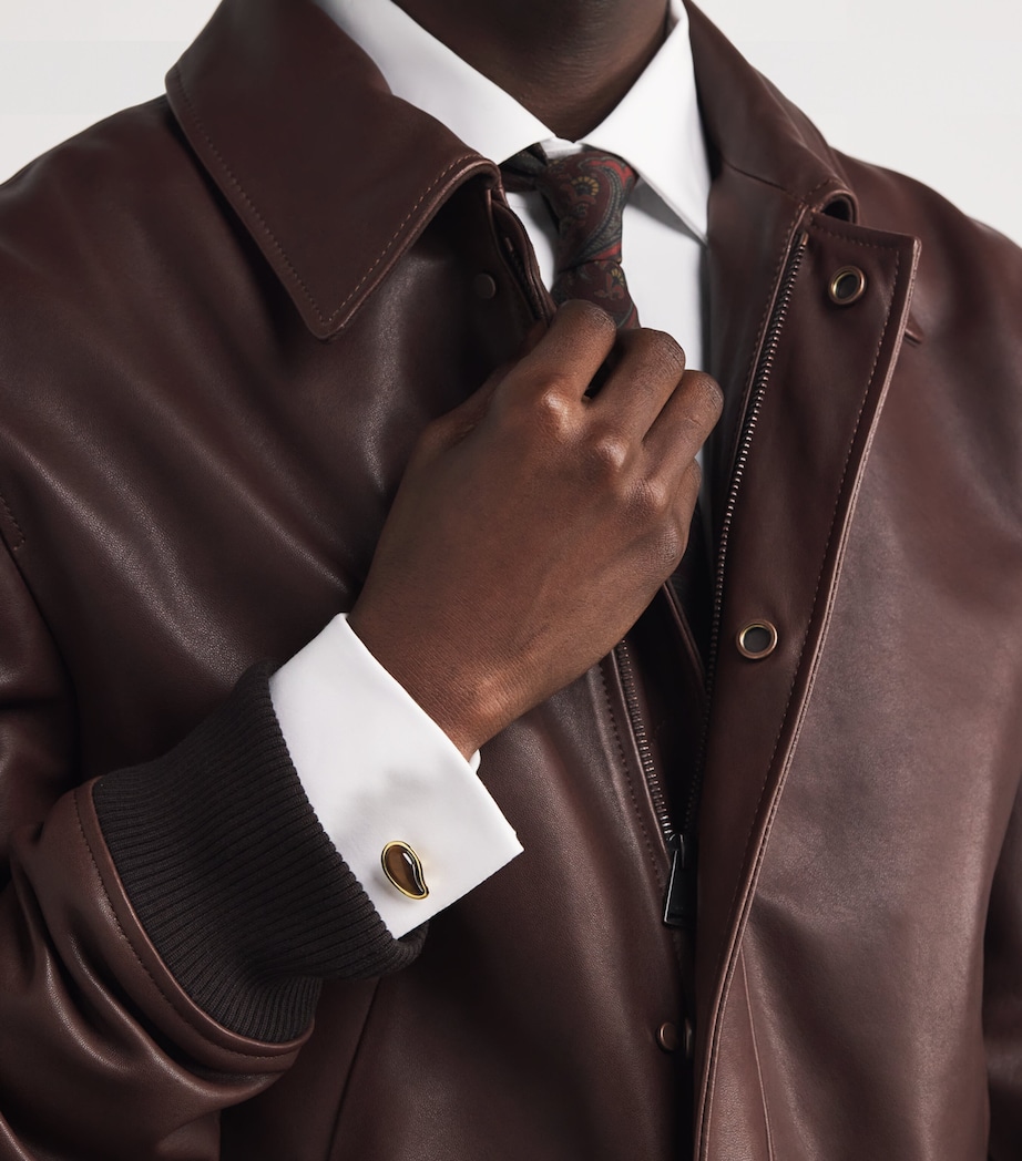 Gold-Plated Chakra Tiger's Eye Cufflinks TIGERS EYE Image 2