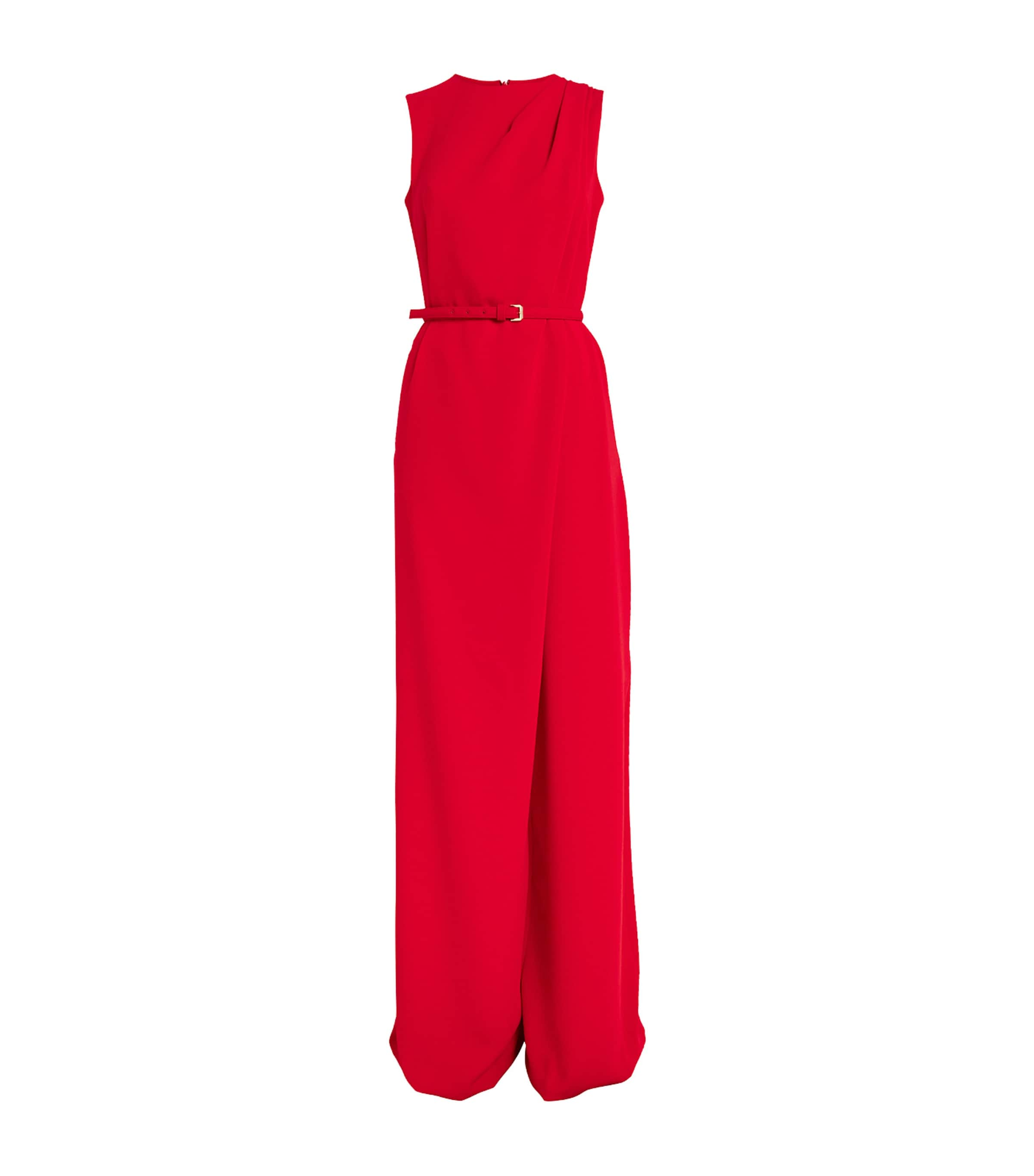 Max Mara Belted Wide-leg Sondrio Jumpsuit In Red