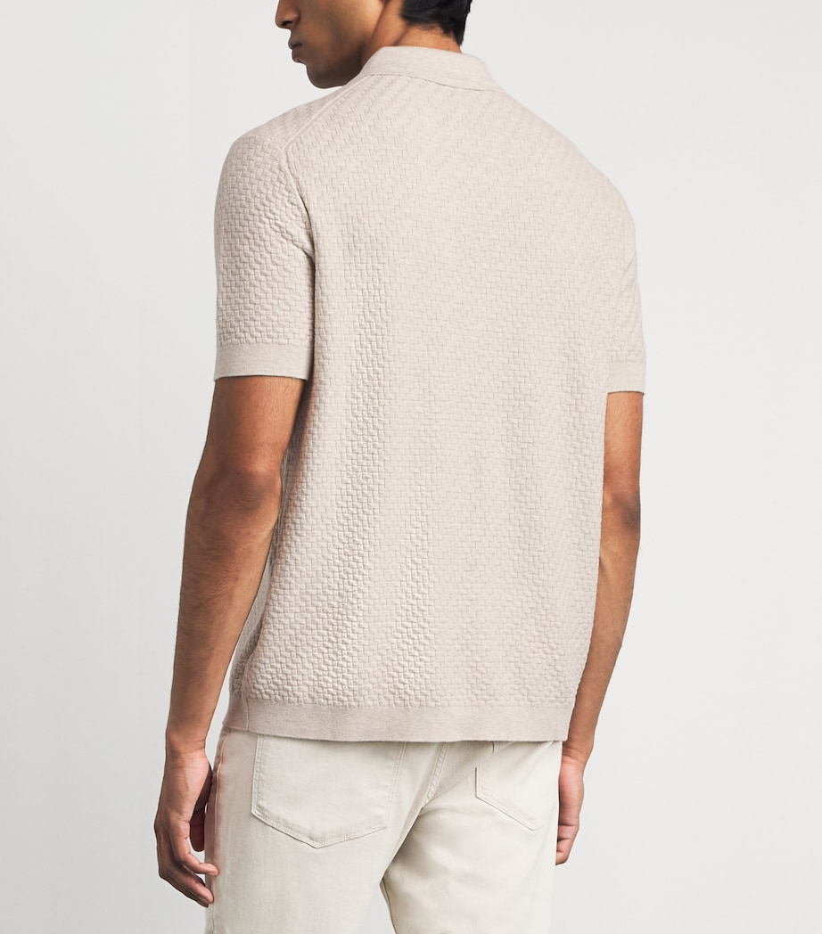 PAIGE Mens Cotton-Wool-Silk-Cashmere Kiko Polo Shirt Nimbus Image 5