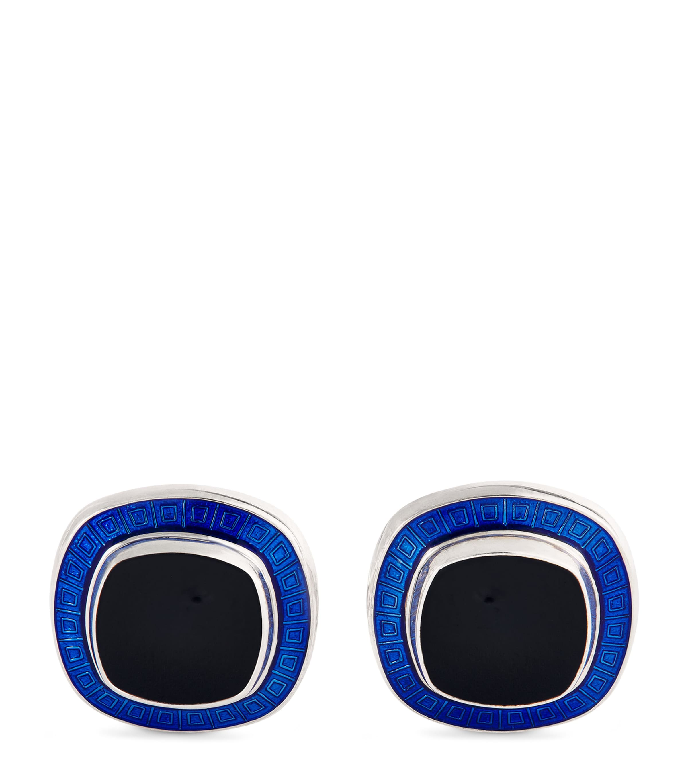 Deakin & Francis Sterling Silver Enamel Cufflinks In Black